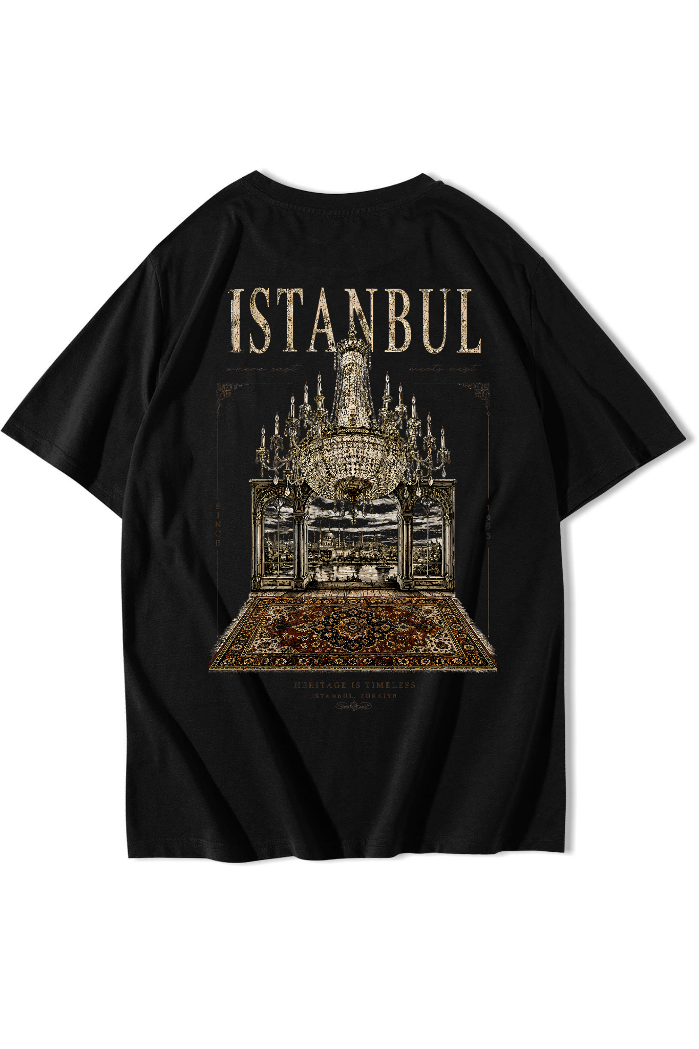 BRZ Collection Unisex Oversize Heritage Is Timeless Istanbul T-shirt Siyah