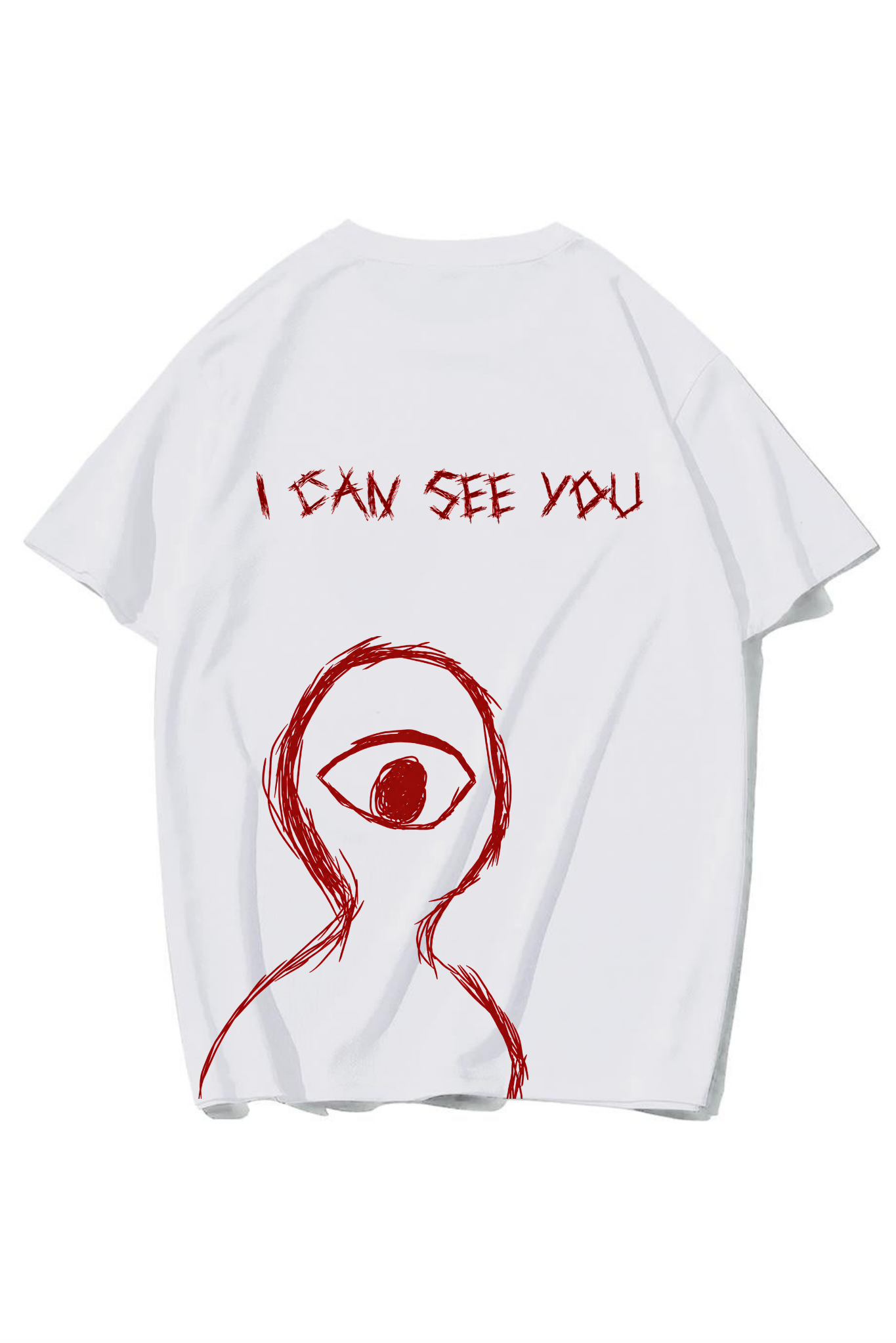BRZ Collection Unisex Oversize I Can See You T-shirt (BEYAZ)