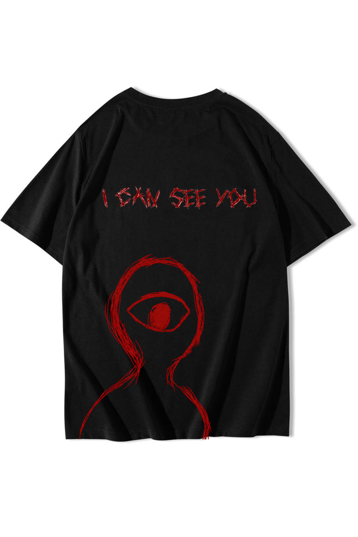 BRZ Collection Unisex Oversize I Can See You T-shirt Siyah