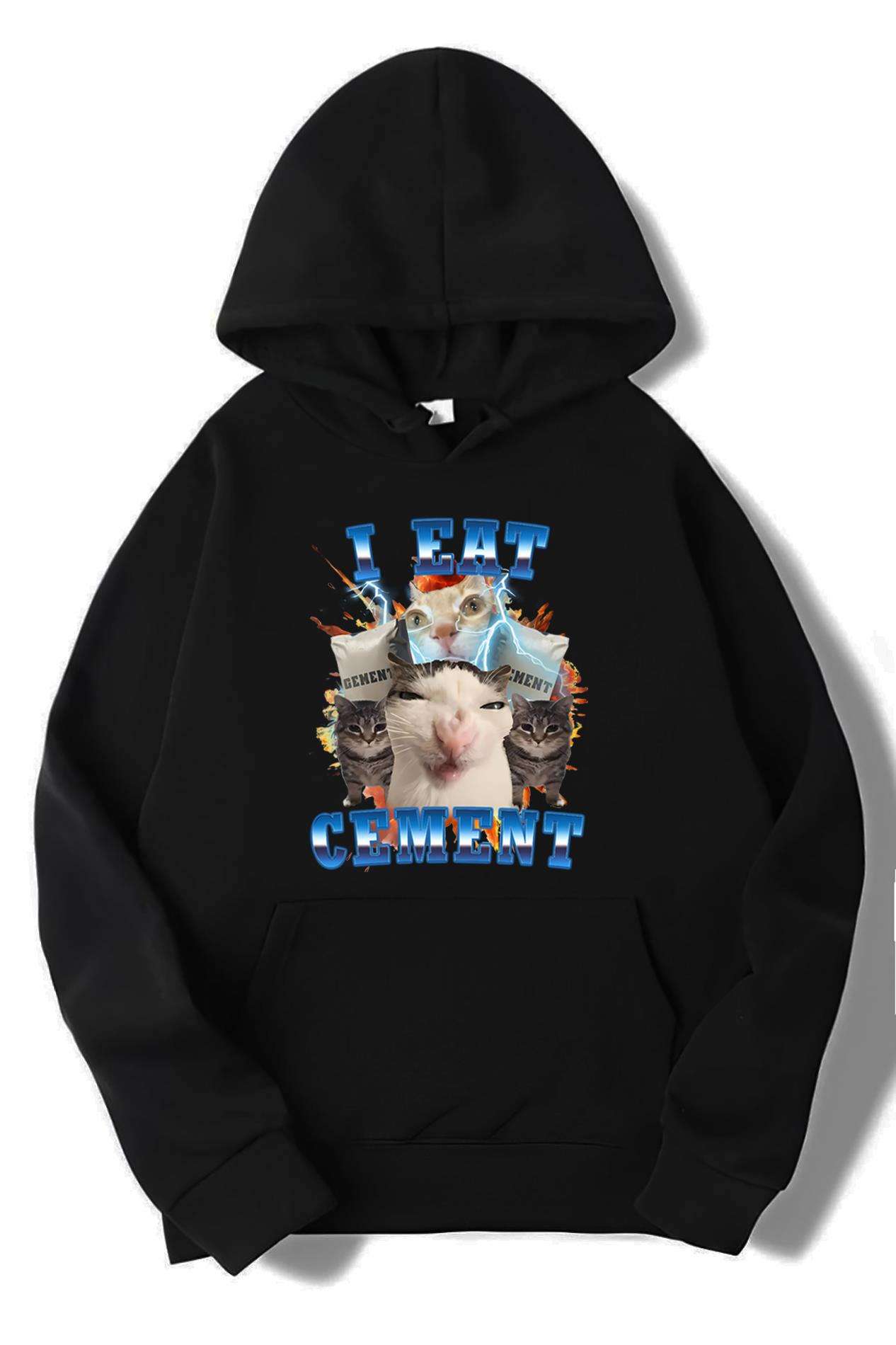 BRZ Collection Unisex Oversize I Eat Cement Hoodie Siyah