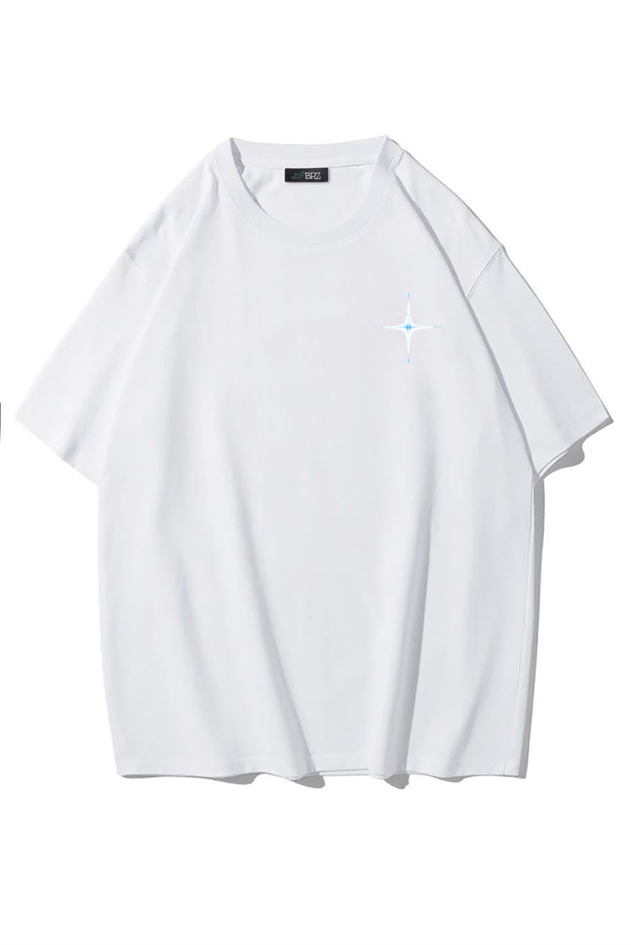 BRZ Collection Unisex Oversize Interstellar T-shirt (BEYAZ)