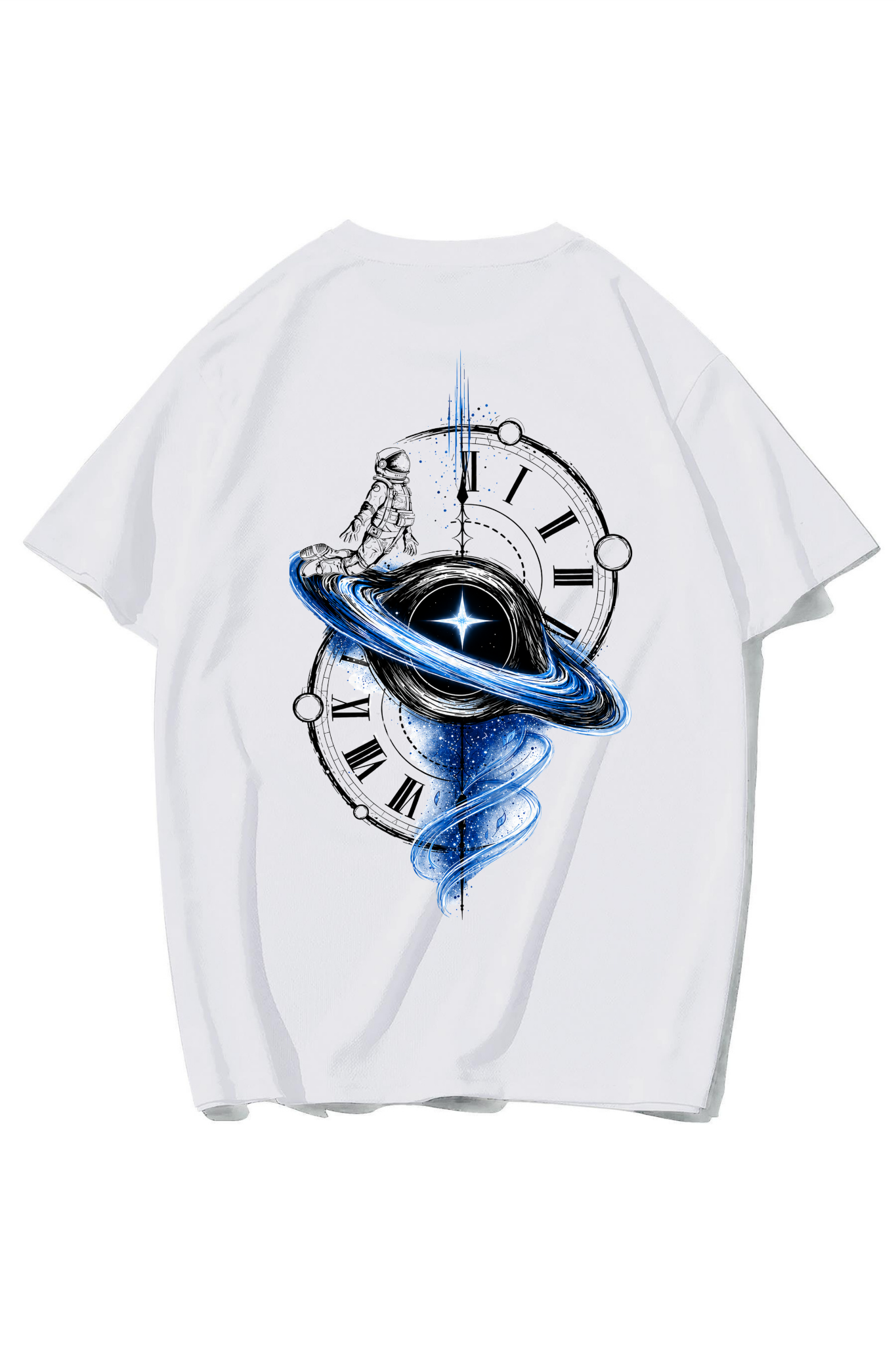 BRZ Collection Unisex Oversize Interstellar T-shirt (BEYAZ)