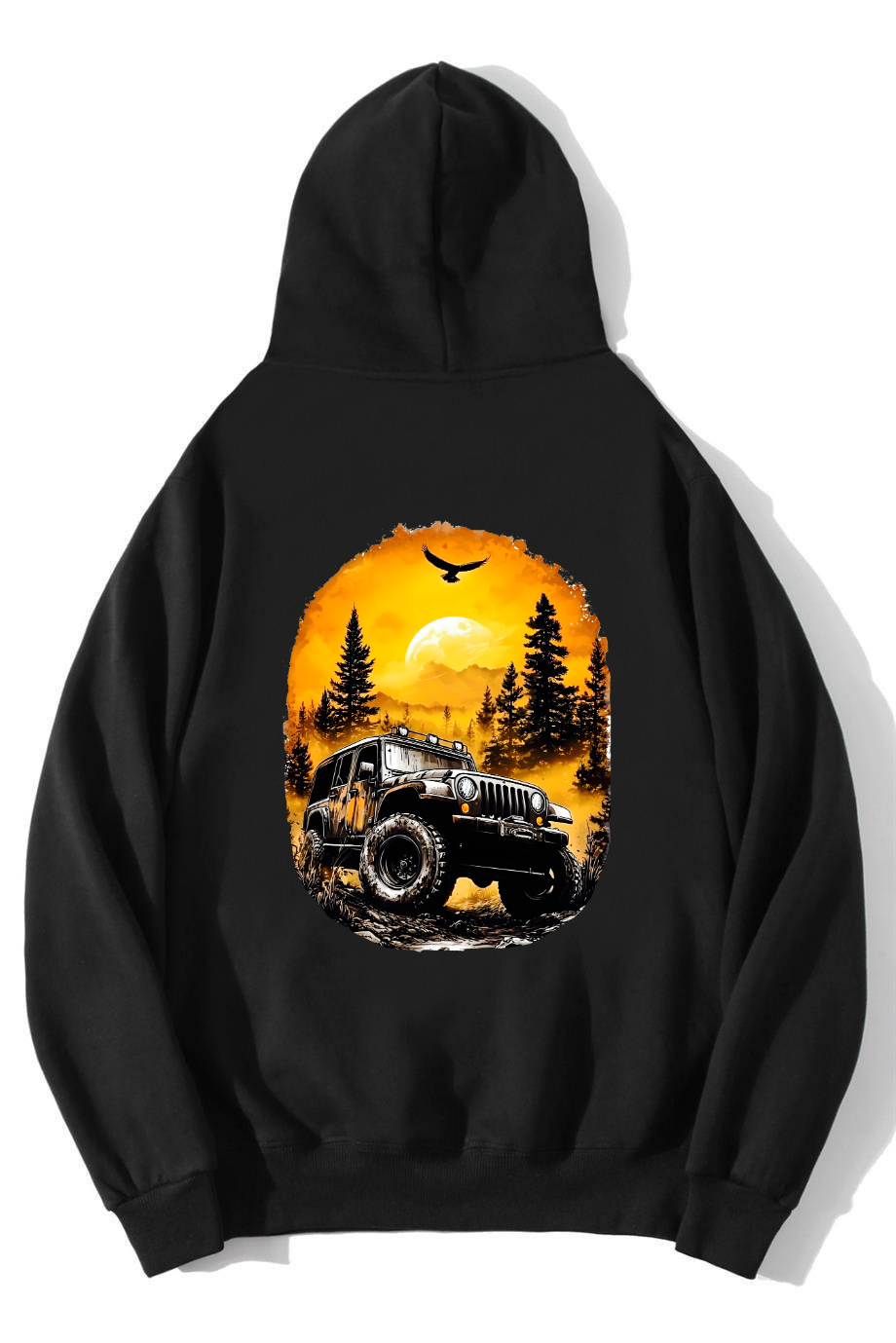 BRZ Collection Unisex Oversize Jeep Hoodie Siyah