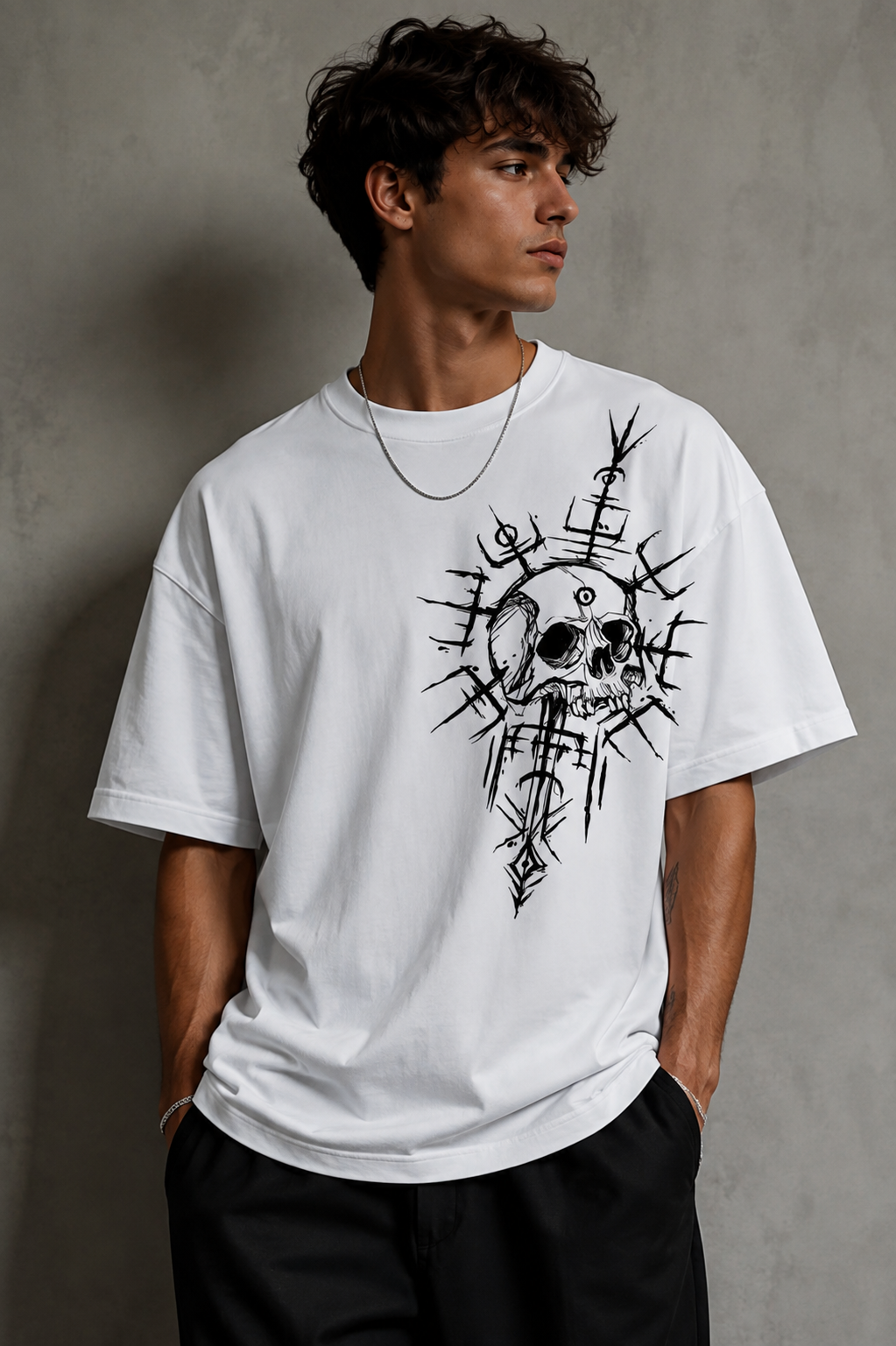 BRZ Collection Unisex Oversize Kadim Ruh T-shirt BEYAZ