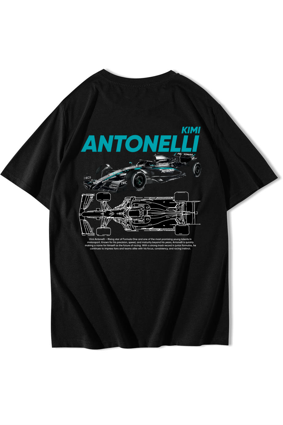BRZ Collection Unisex Oversize Kimi Antonelli T-shirt Siyah