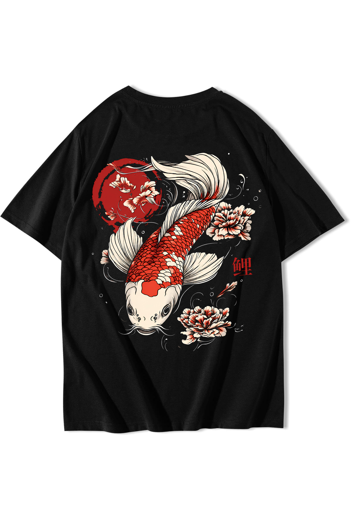 BRZ Collection Unisex Oversize Koi Fish T-shirt Siyah