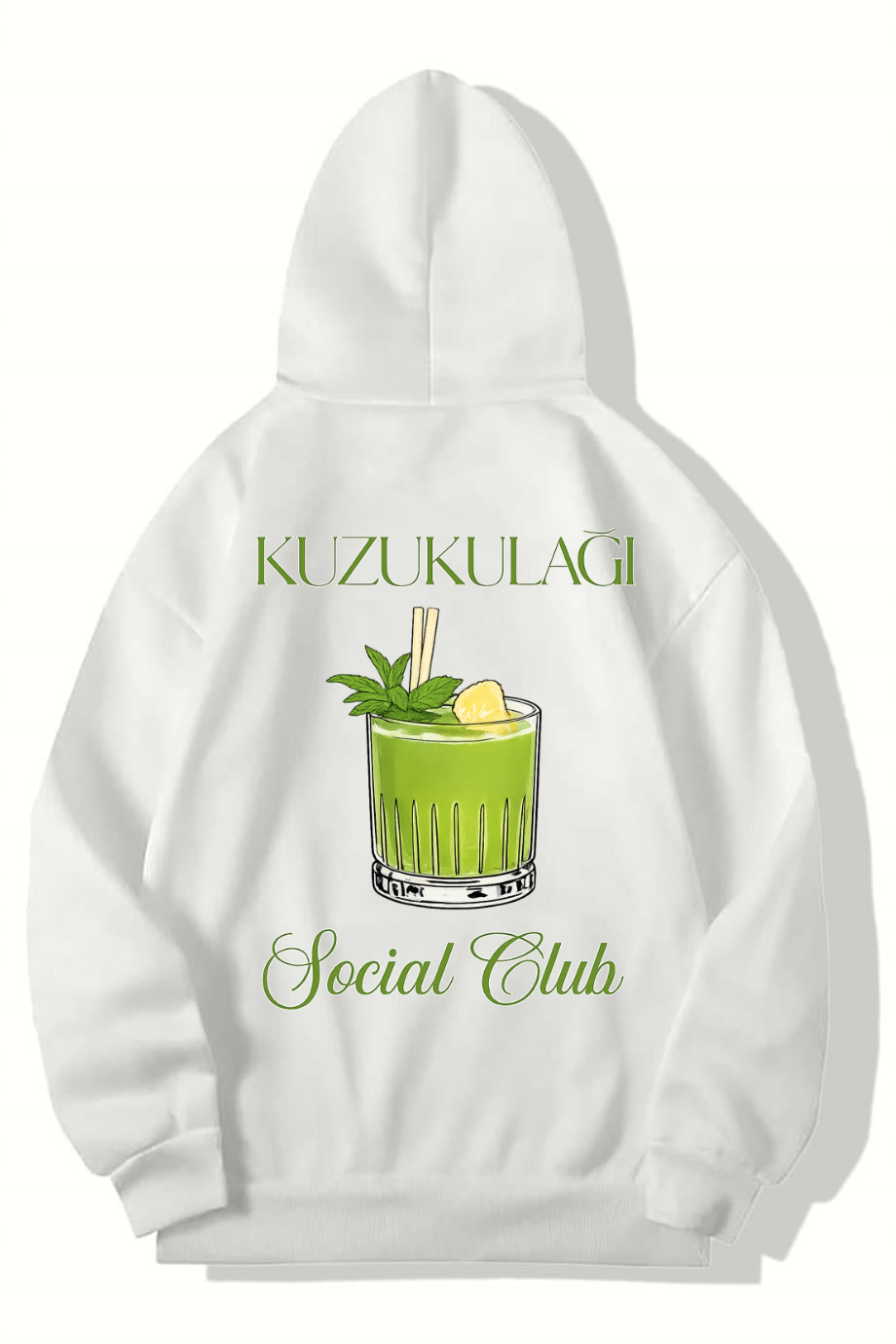 BRZ Collection Unisex Oversize Kuzu Kulağı Kokteyl HOODIE (BEYAZ)