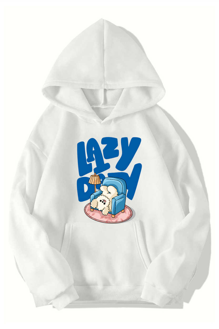 BRZ Collection Unisex Oversize Lazy Day Hoodie BEYAZ