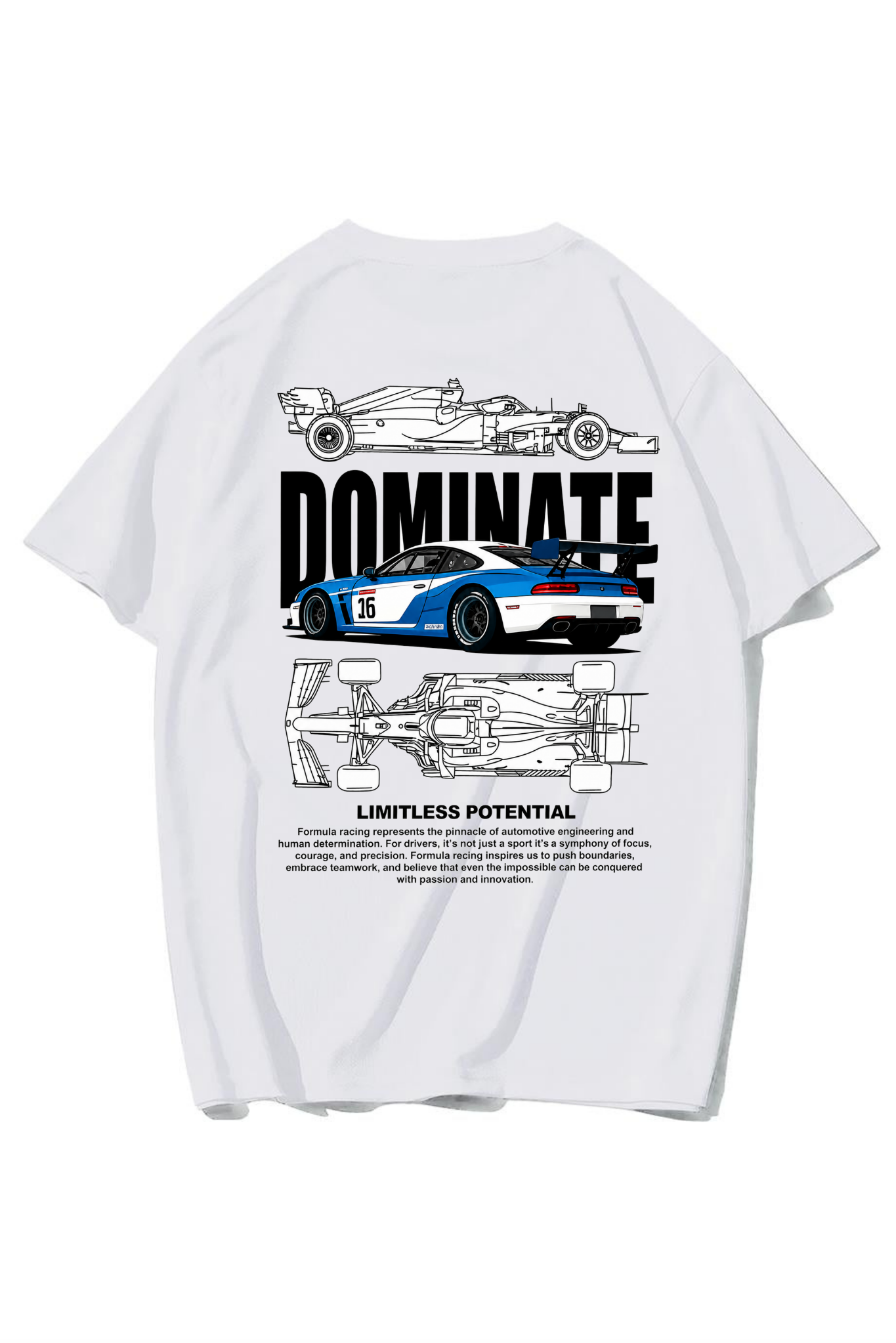 BRZ Collection Unisex Oversize Limitless Potential Dominate T-shirt (BEYAZ)