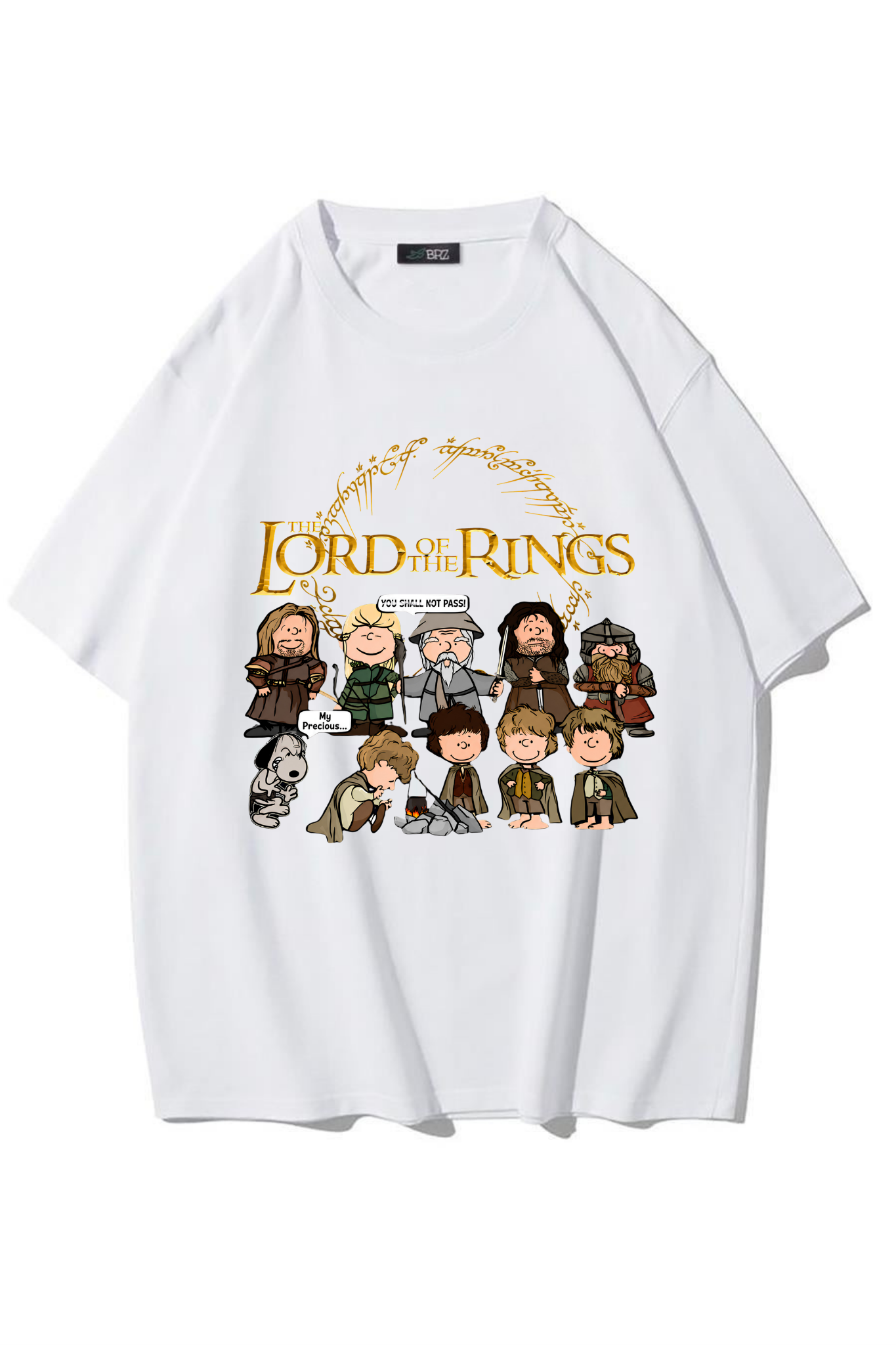 BRZ Collection Unisex Oversize Lord Of The Rings T-Shirt (BEYAZ)