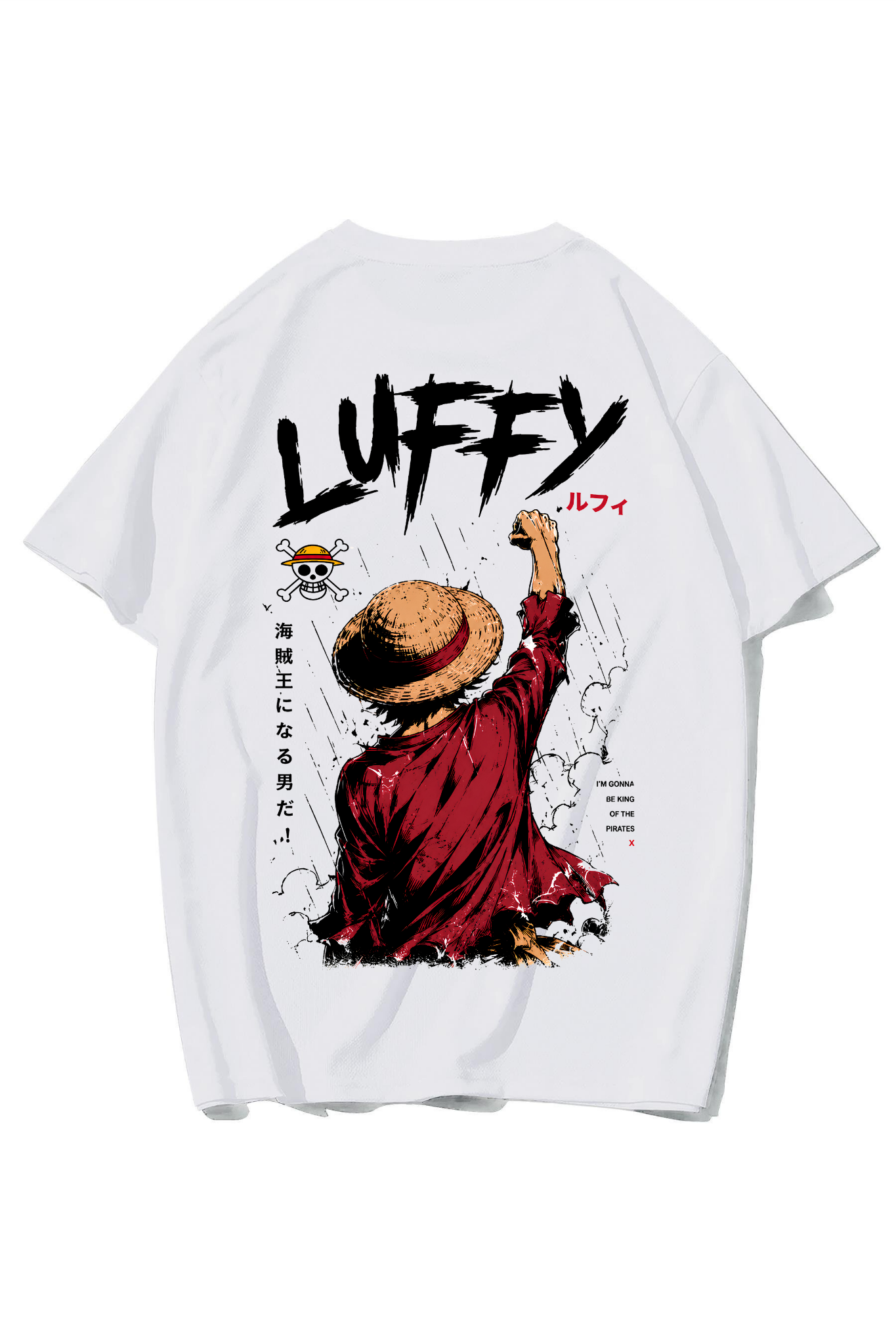 BRZ Collection Unisex Oversize Luffy T-shirt (BEYAZ)