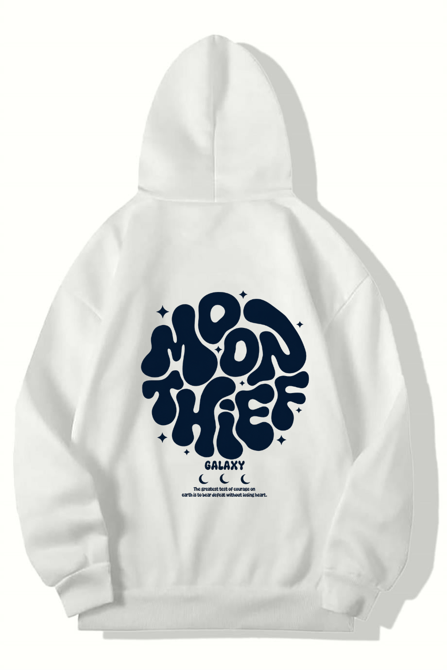 BRZ Collection Unisex Oversize Moon Thief Galaxy Hoodie BEYAZ