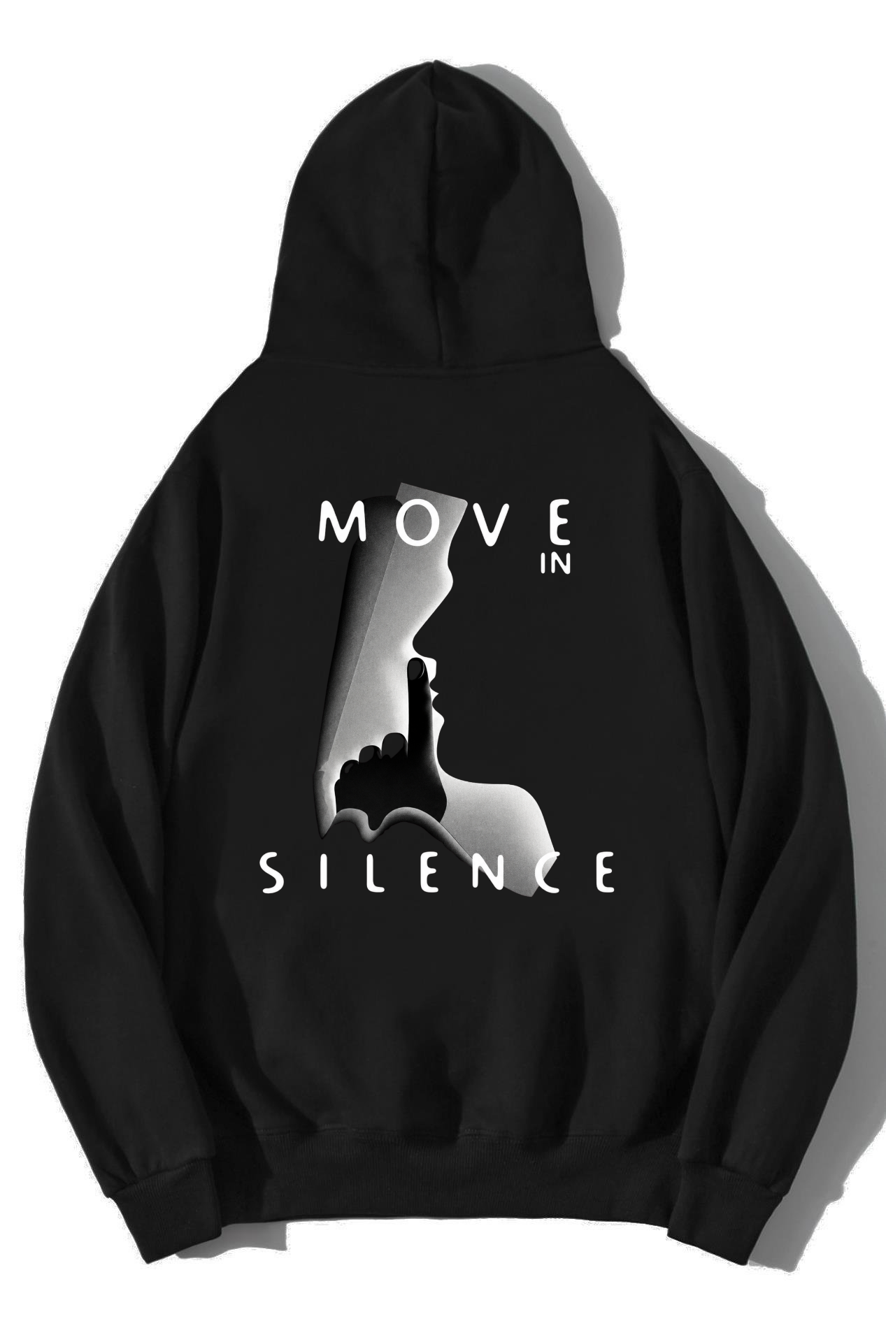 BRZ Collection Unisex Oversize Move In Silence Hoodie Siyah
