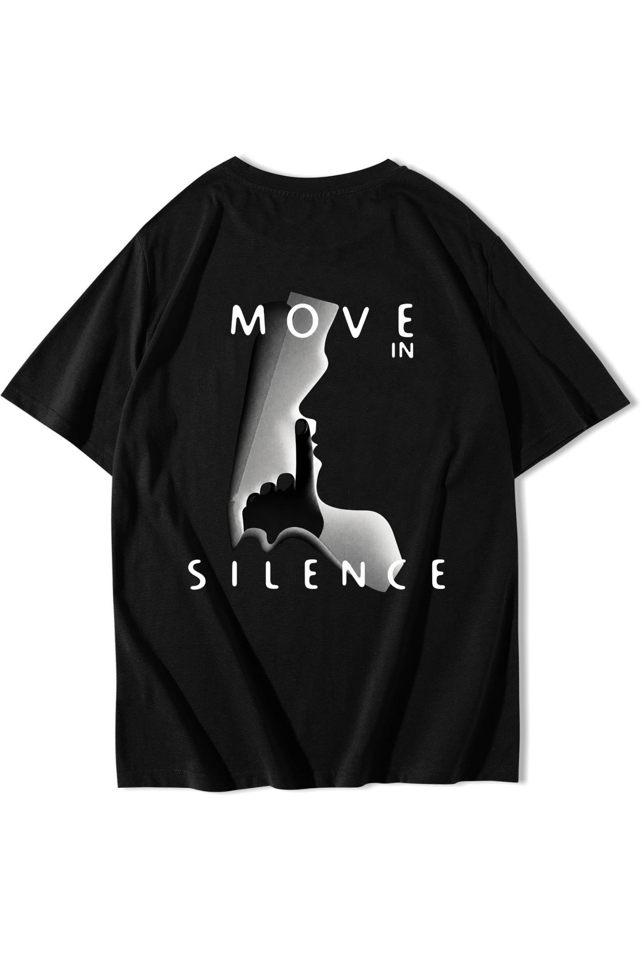 BRZ Collection Unisex Oversize Move In Silence T-shirt Siyah