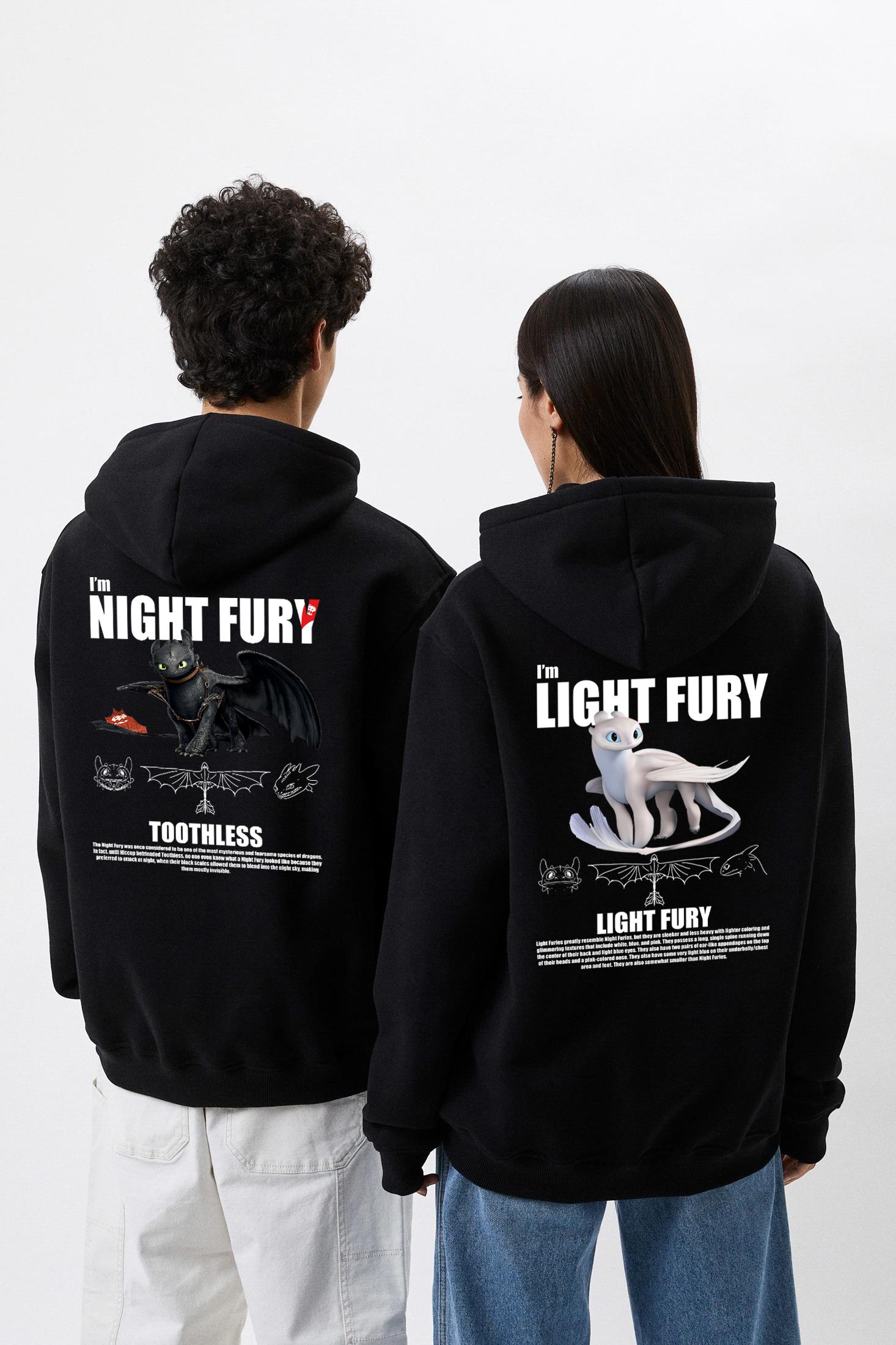 BRZ Collection Unisex Oversize Night Fury Ejderhanı Nasıl Eğitirsin Hoodie