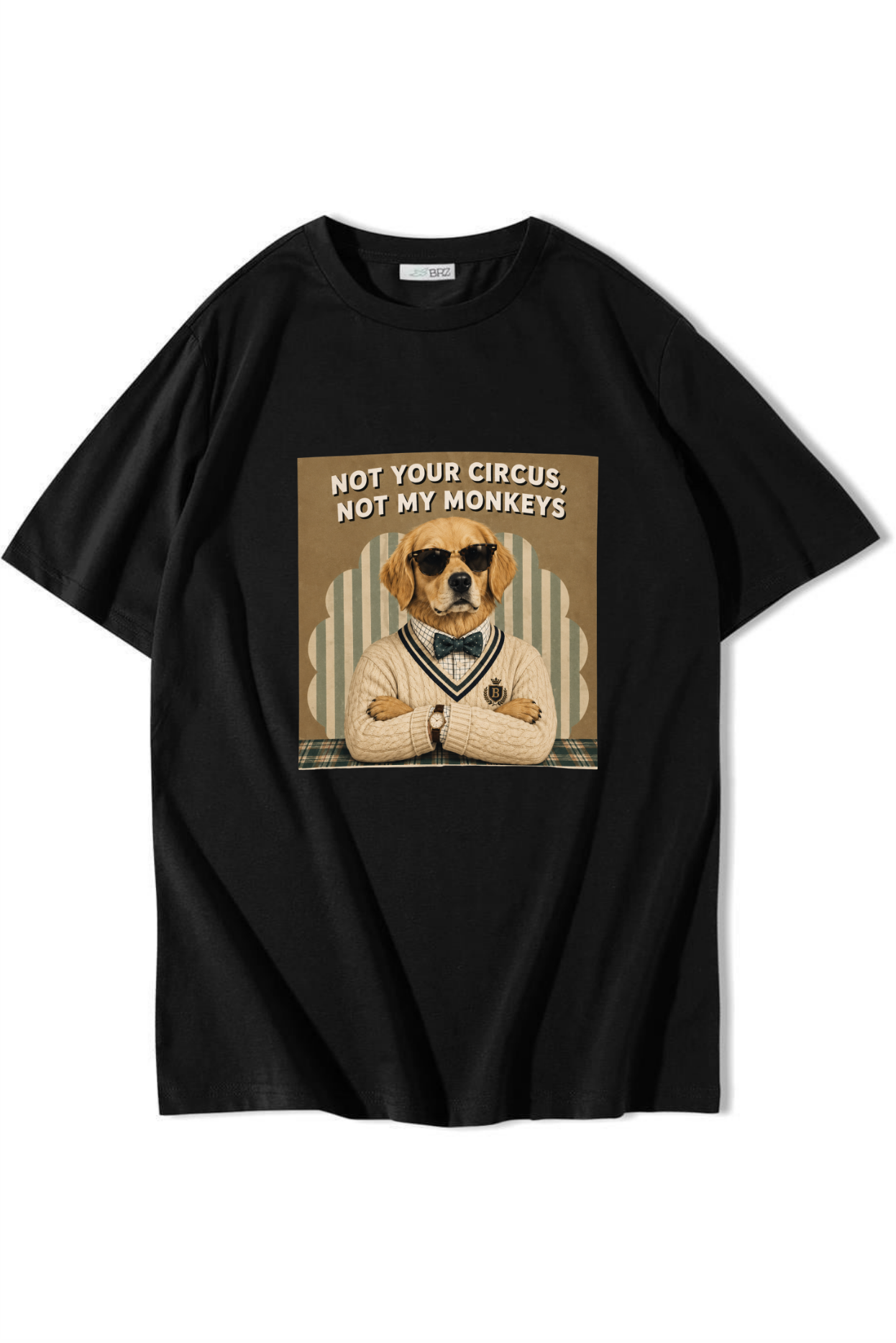 BRZ Collection Unisex Oversize Not Your Circus, Not My Monkeys T-shirt Siyah