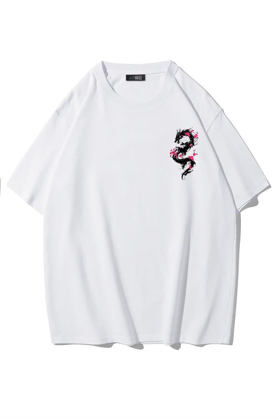 BRZ Collection Unisex Oversize Of The Island Dragon - Tokyo Ejderhas T-shirt (BEYAZ)