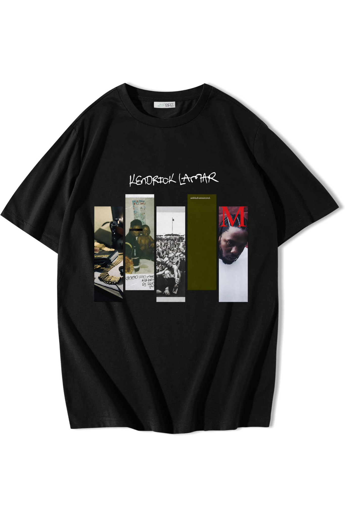 BRZ Collection Unisex Oversize Ön Baskılı Kendrick Lamar T-shirt Siyah