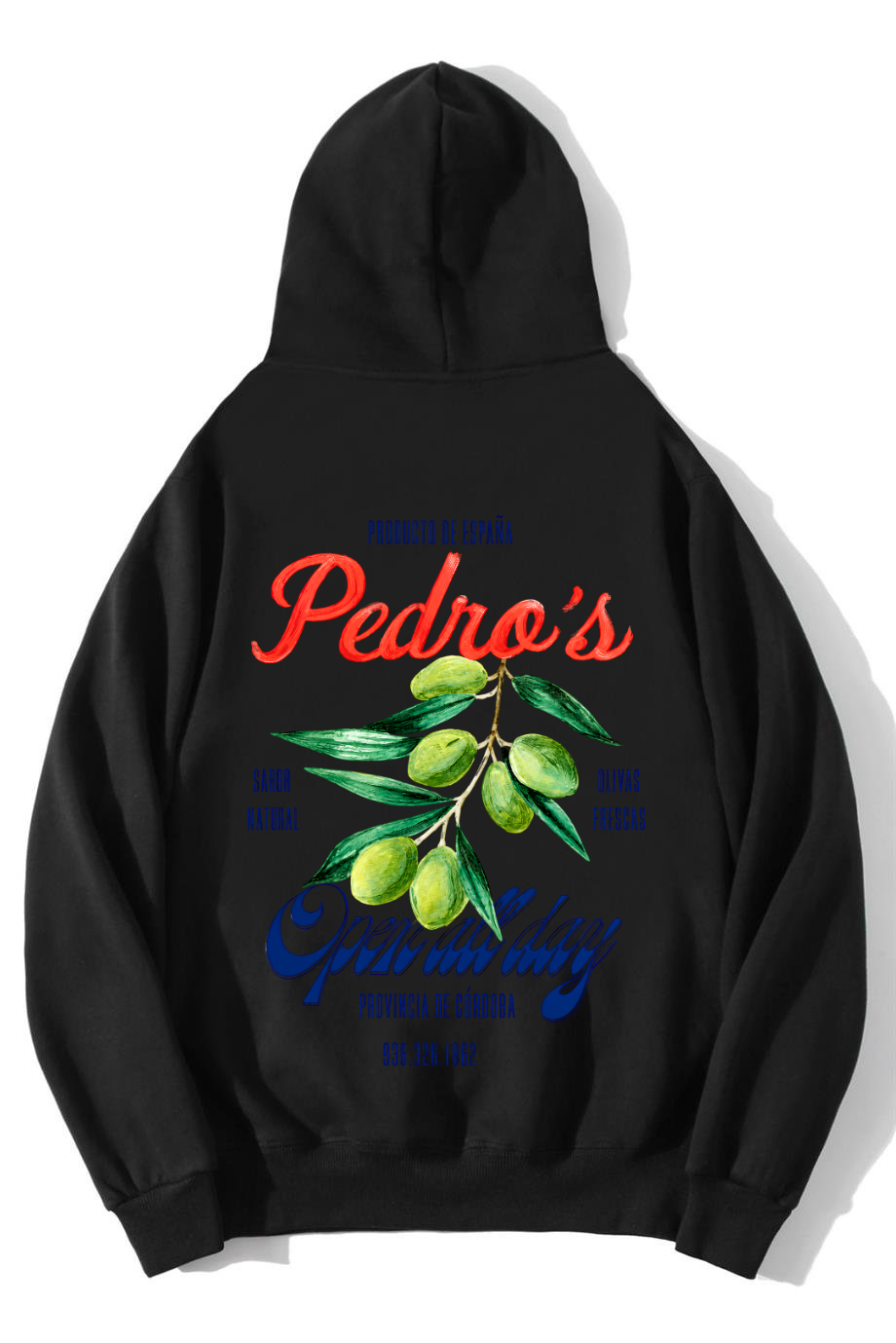 BRZ Collection Unisex Oversize Pedro's Olive Vintage Spanish Olive Hoodie Siyah