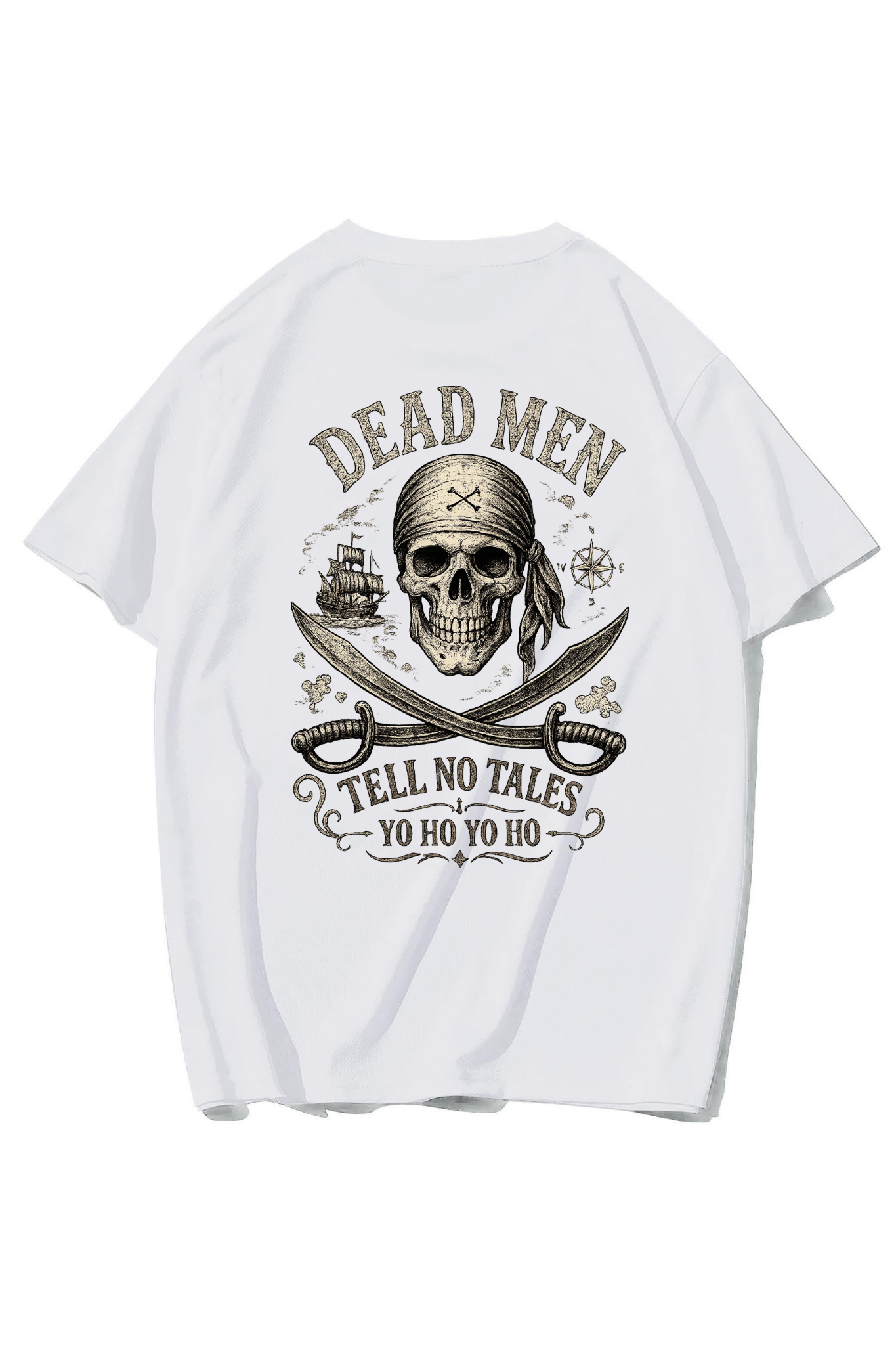 BRZ Collection Unisex Oversize Pirate T-shirt BEYAZ