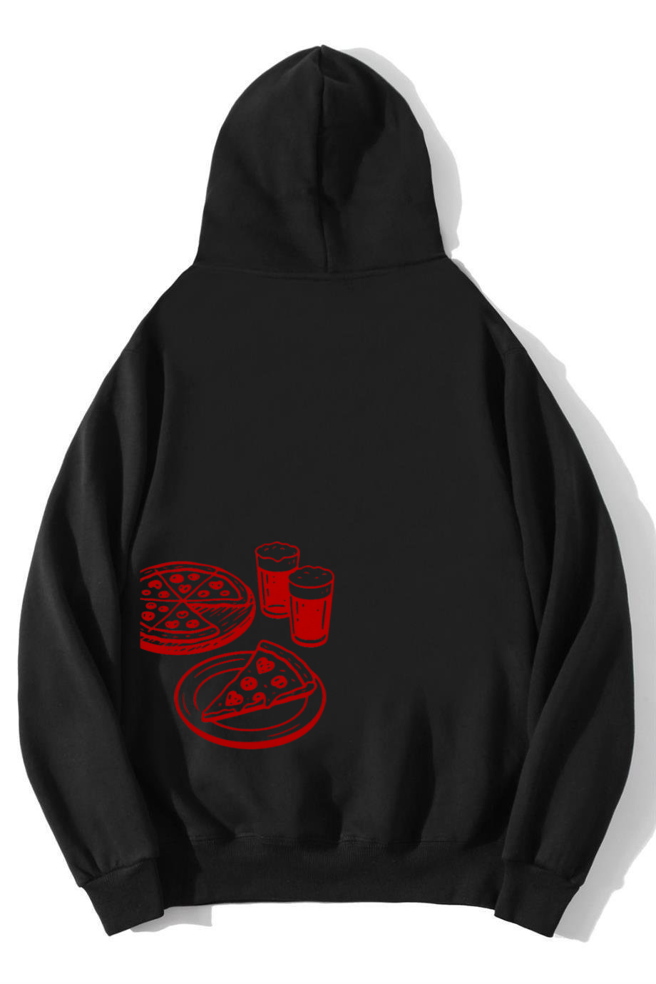 BRZ Collection Unisex Oversize Pizza Hoodie Siyah