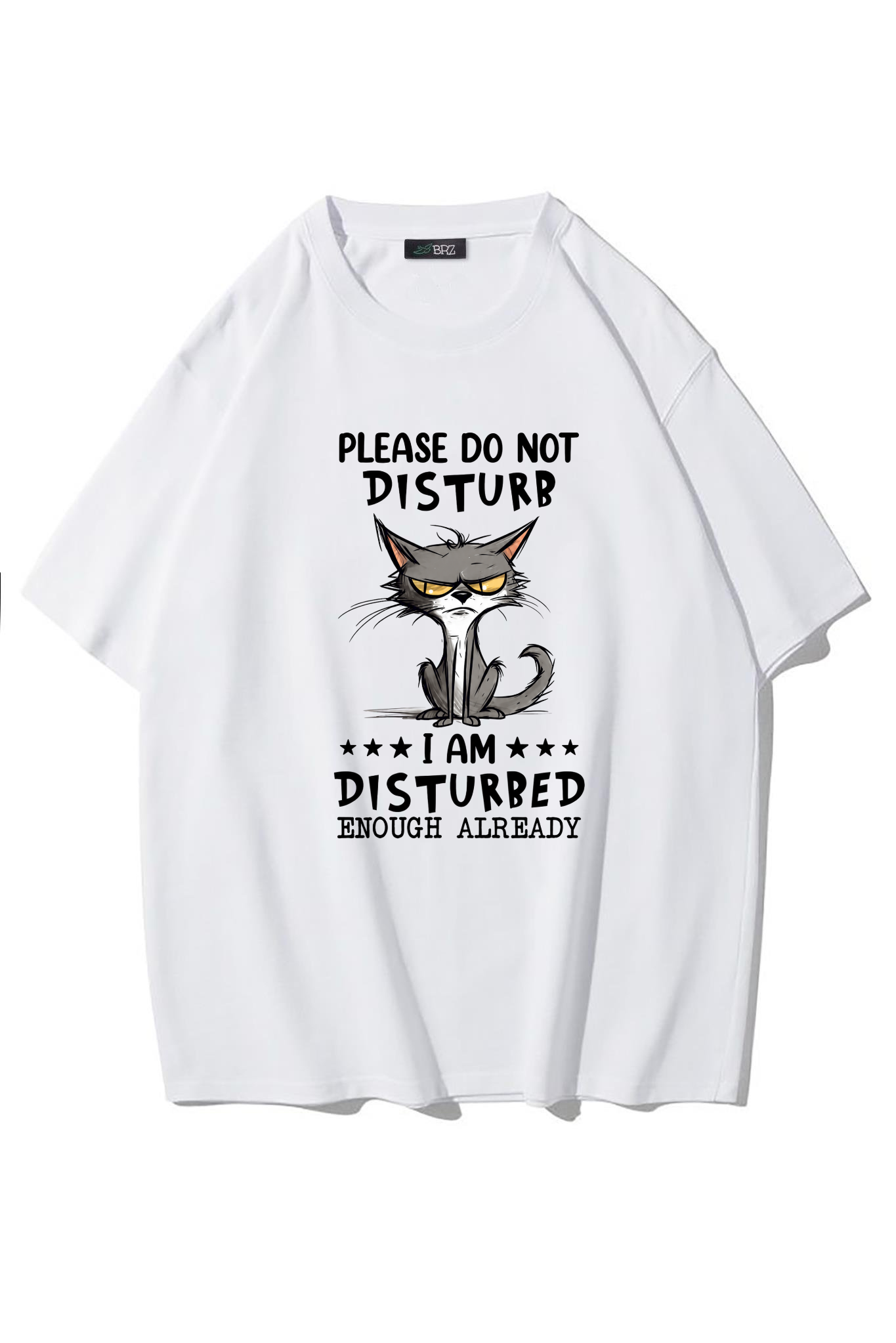 BRZ Collection Unisex Oversize Please Do Not Disturb T-shirt (BEYAZ)