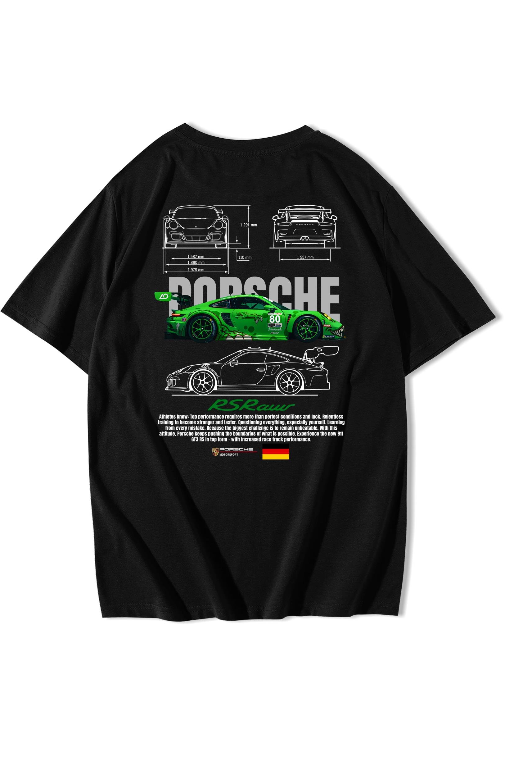 BRZ Collection Unisex Oversize Porsche RS Raw T-shirt