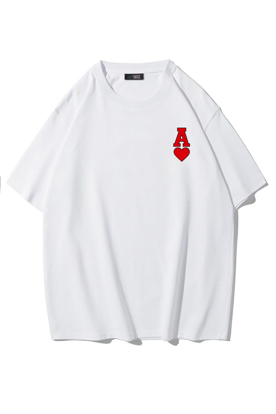 BRZ Collection Unisex Oversize Pretty Lucky Kalp ve As T-shirt BEYAZ
