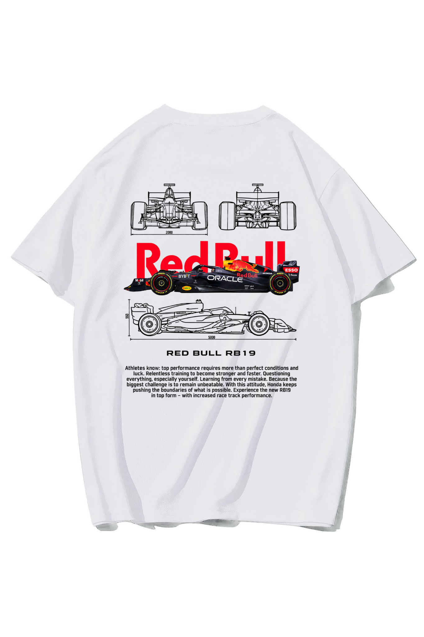 BRZ Collection Unisex Oversize Red Bull Rb19 T-shirt (BEYAZ)
