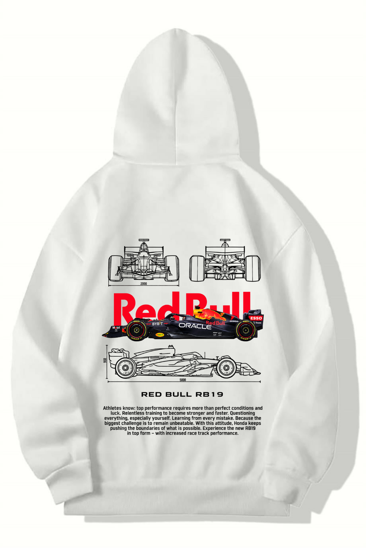 BRZ Collection Unisex Oversize Redbull RB19 Hoodie (BEYAZ)