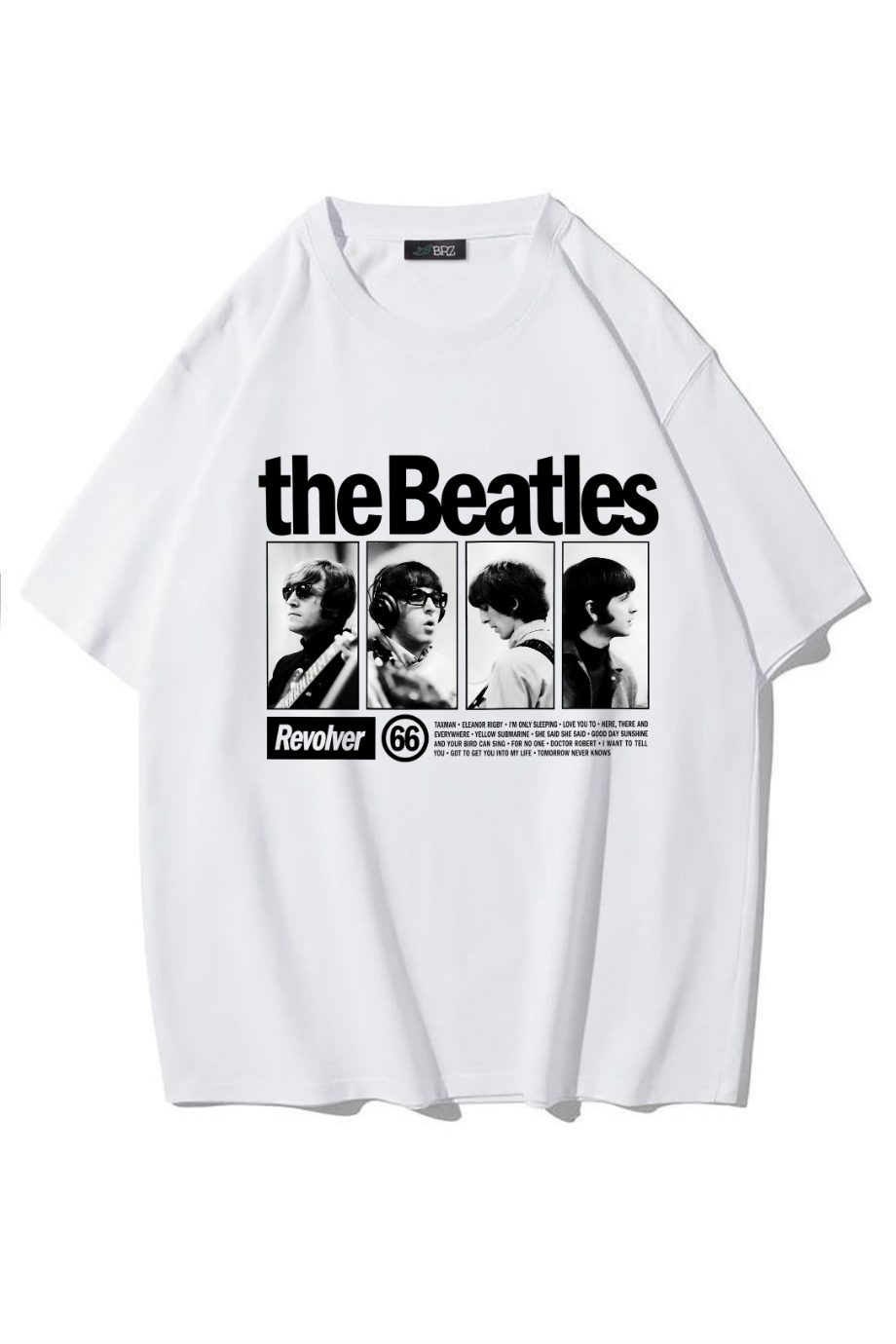 BRZ Collection Unisex Oversize Revolver The Beatles T-shirt Beyaz