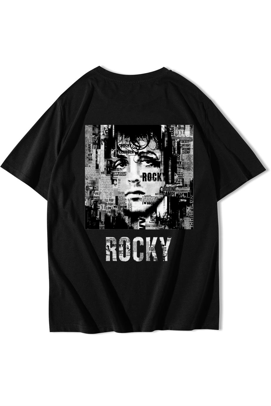 BRZ Collection Unisex Oversize ROCKY T-shirt Siyah
