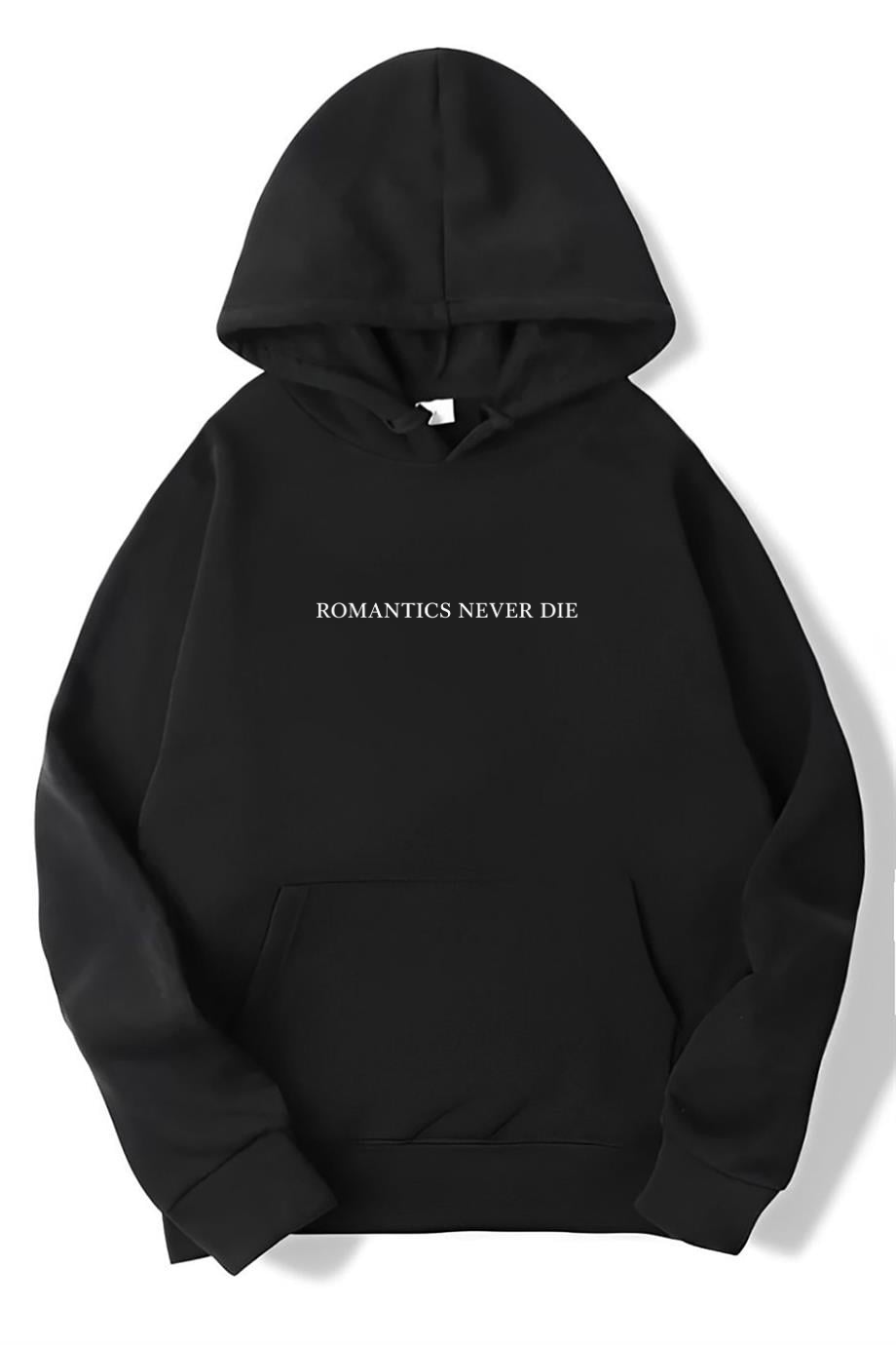 BRZ Collection Unisex Oversize Romantics Never Die Hoodie Siyah