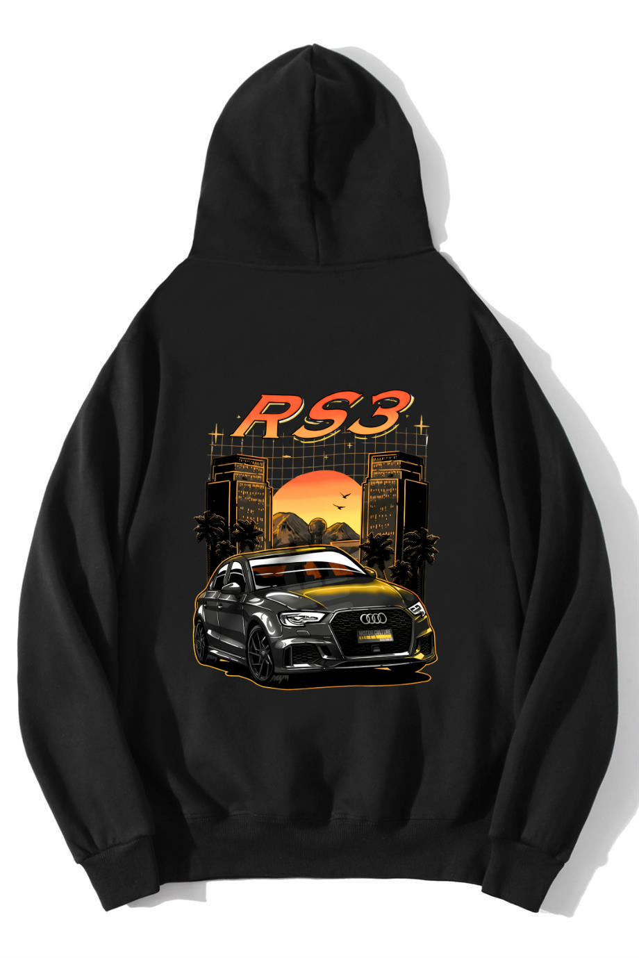 BRZ Collection Unisex Oversize RS3 Audi RS3 Hoodie Siyah