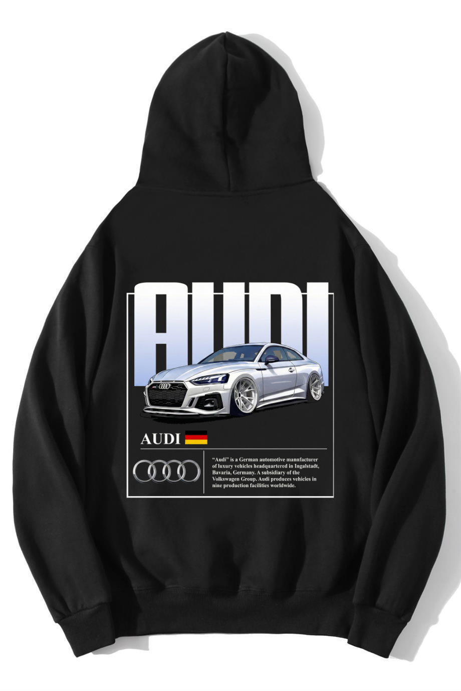 BRZ Collection Unisex Oversize RS5 AUDI RS5 Hoodie Siyah