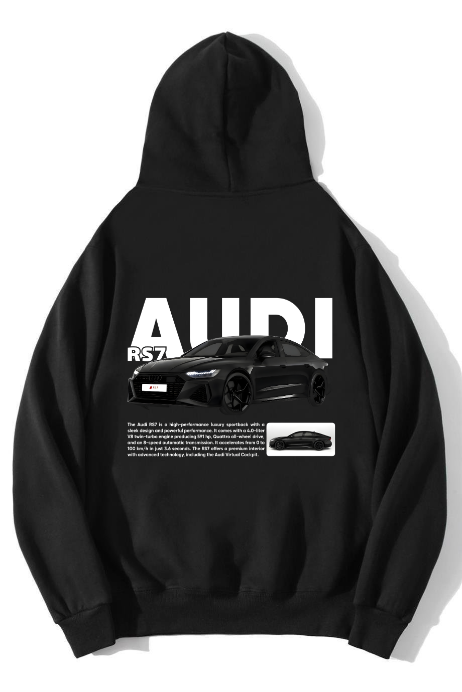 BRZ Collection Unisex Oversize RS7 Audi Hoodie Siyah