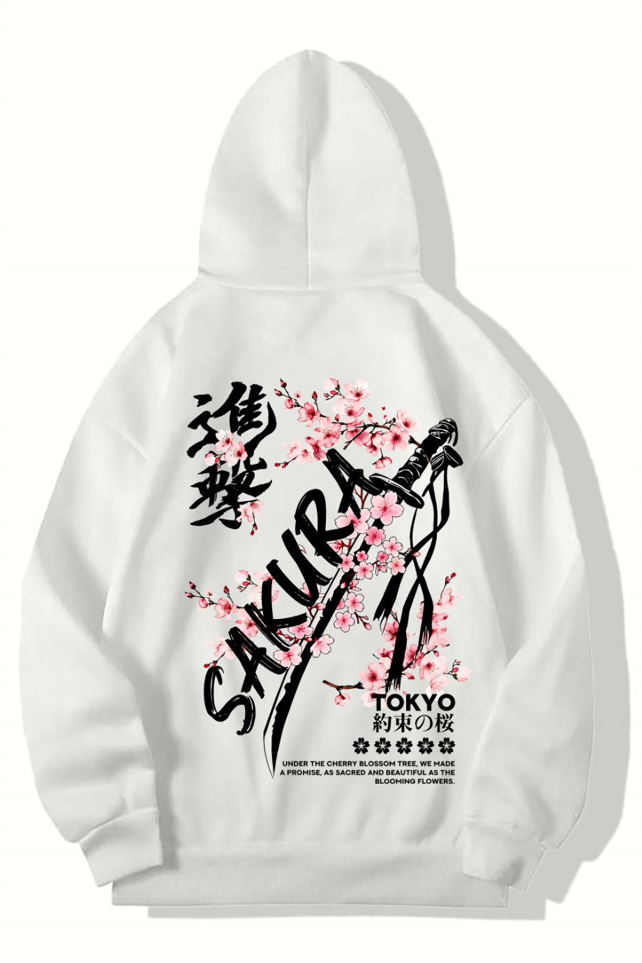 BRZ Collection Unisex Oversize Sakura Tokyo HOODIE (BEYAZ) 