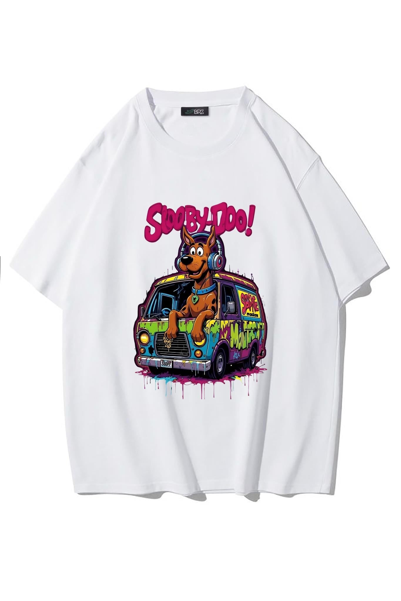BRZ Collection Unisex Oversize Scooby Doo T-shirt (BEYAZ)