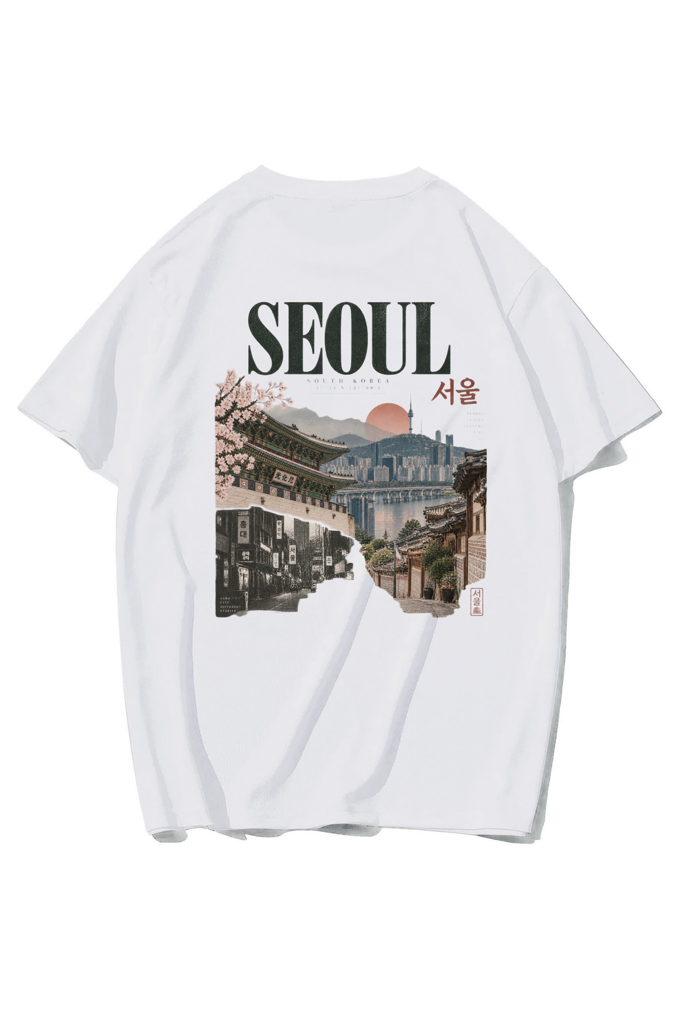 BRZ Collection Unisex Oversize Seoul T-shirt BEYAZ