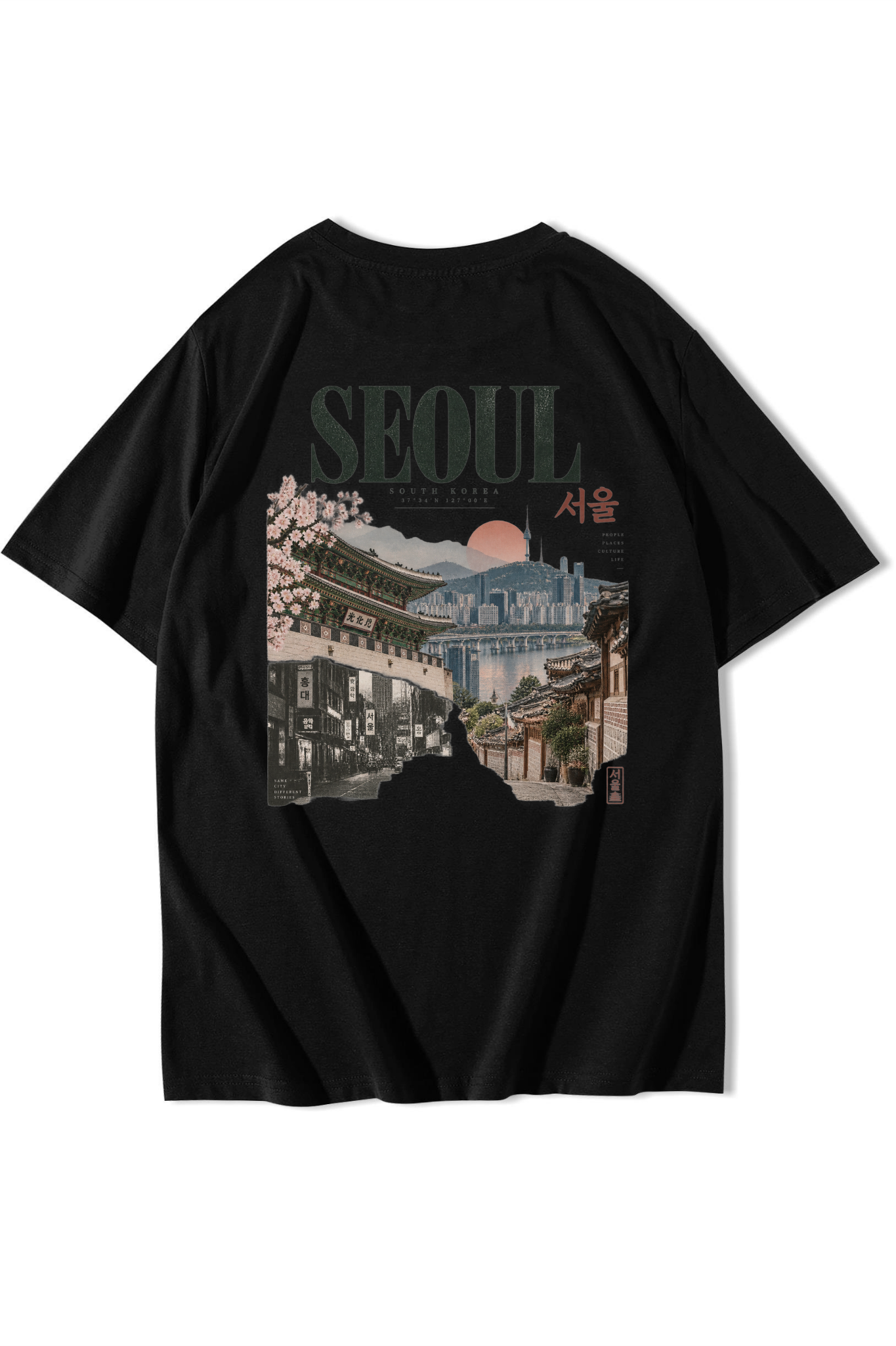 BRZ Collection Unisex Oversize Seoul T-shirt Siyah