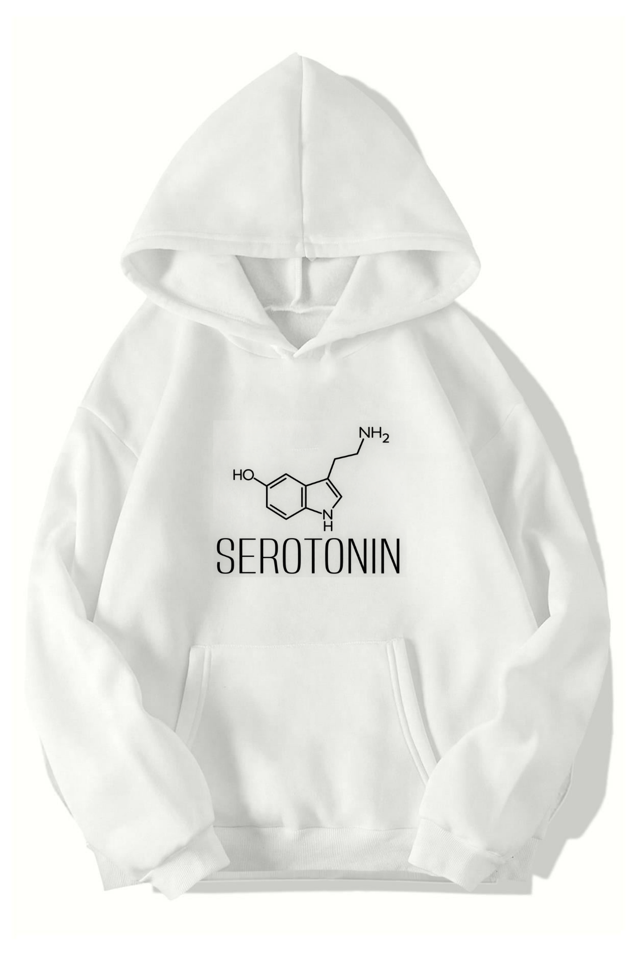 BRZ Collection Unisex Oversize Serotonin Hoodie (BEYAZ)