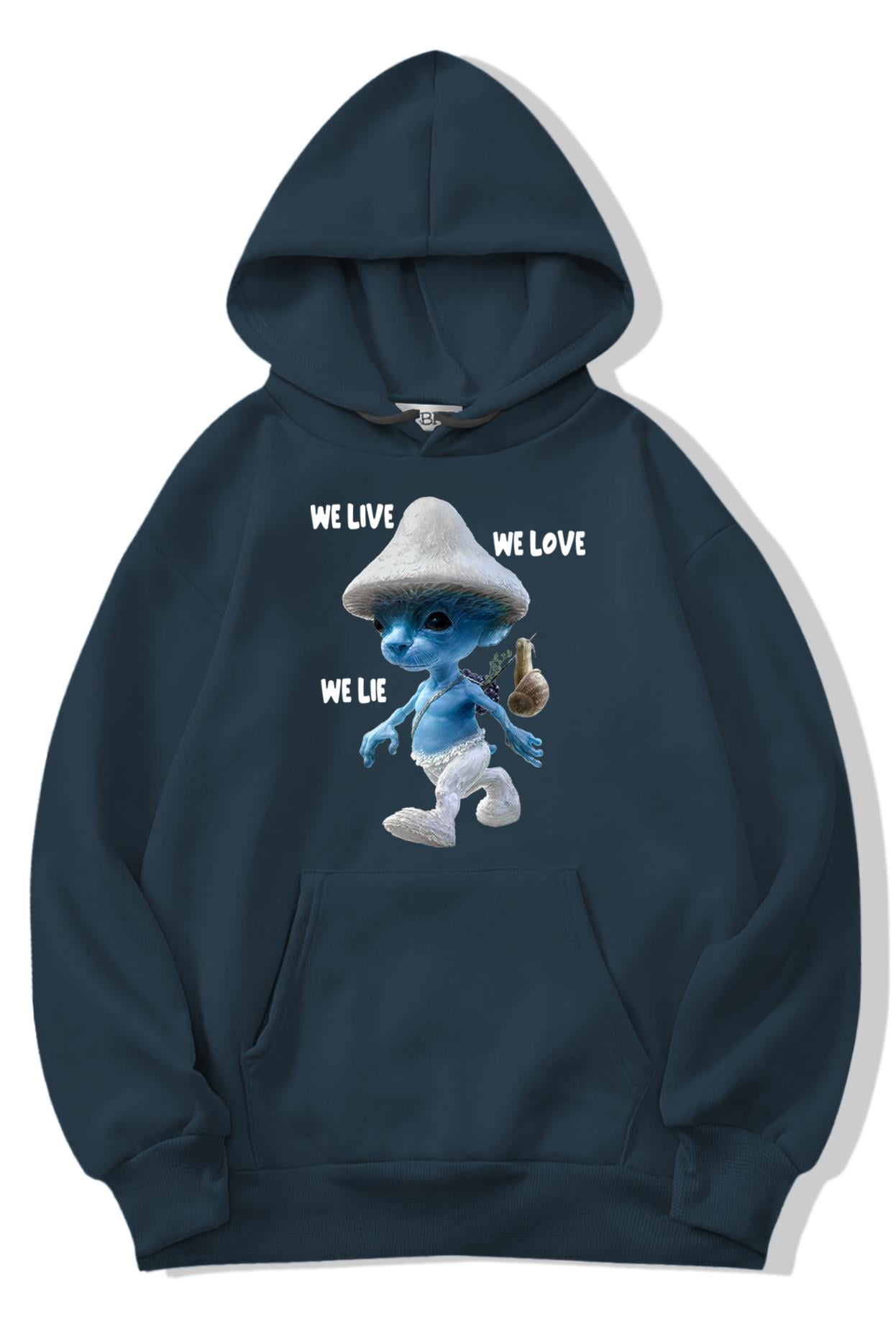 BRZ Collection Unisex Oversize Smurf Cat We Live We Love We Lie Hoodie