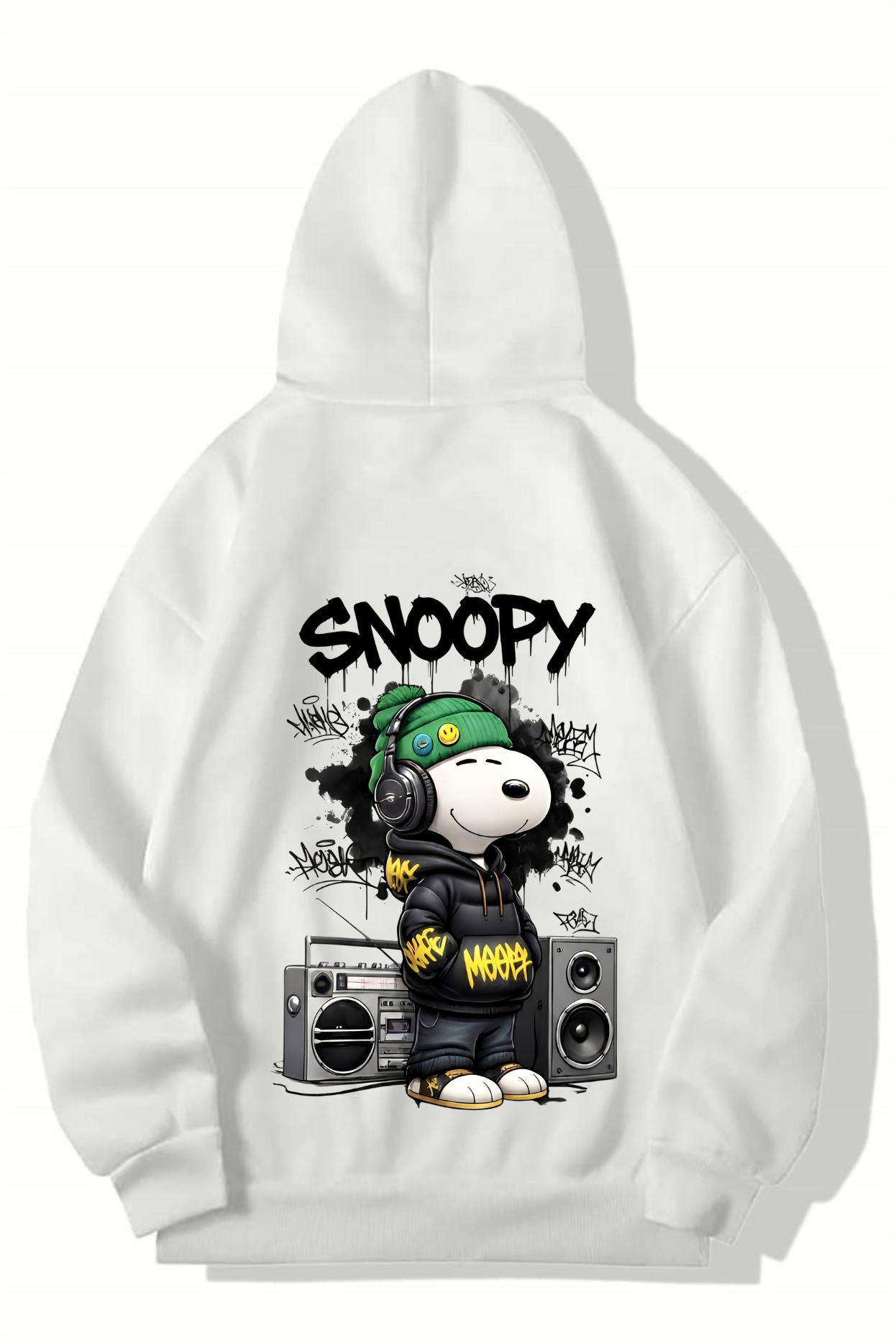 BRZ Collection Unisex Oversize Snoopy HOODIE (BEYAZ)
