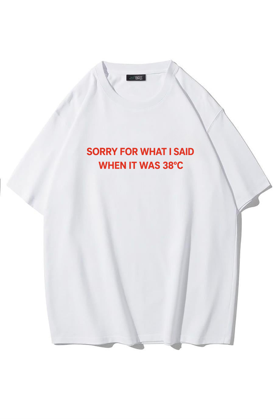 BRZ Collection Unisex Oversize Sorry For What I Said When It Was 38°C T-shirt (BEYAZ)
