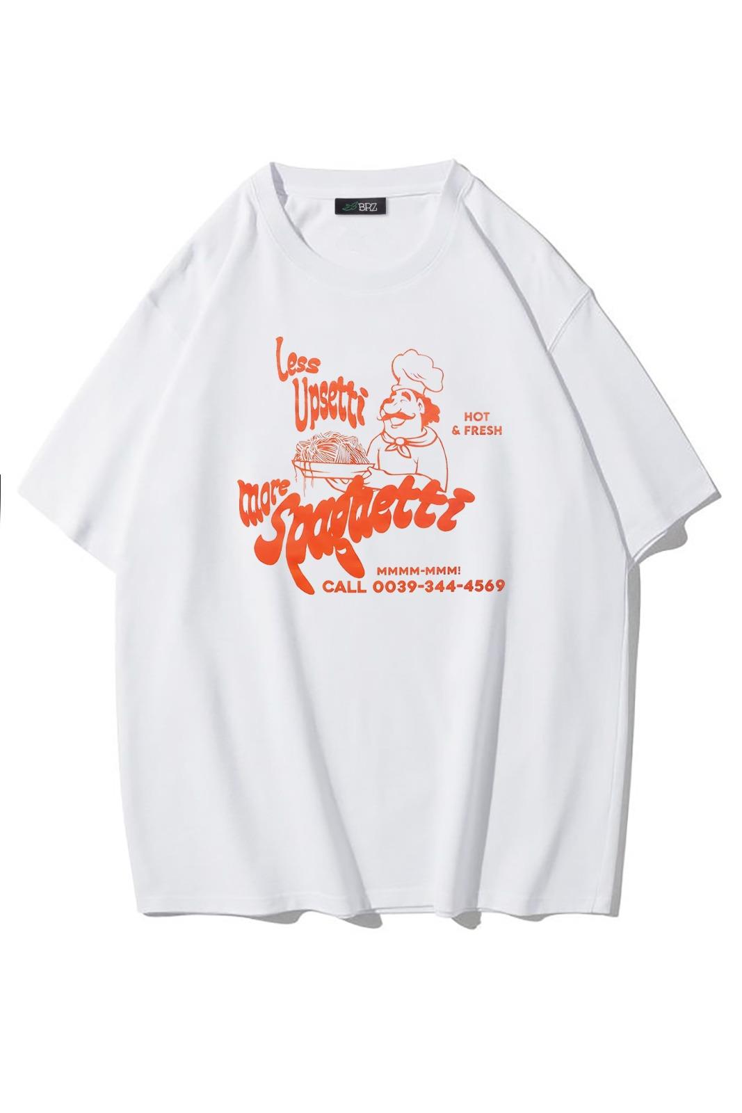 BRZ Collection Unisex Oversize Spaghetti T-shirt Beyaz