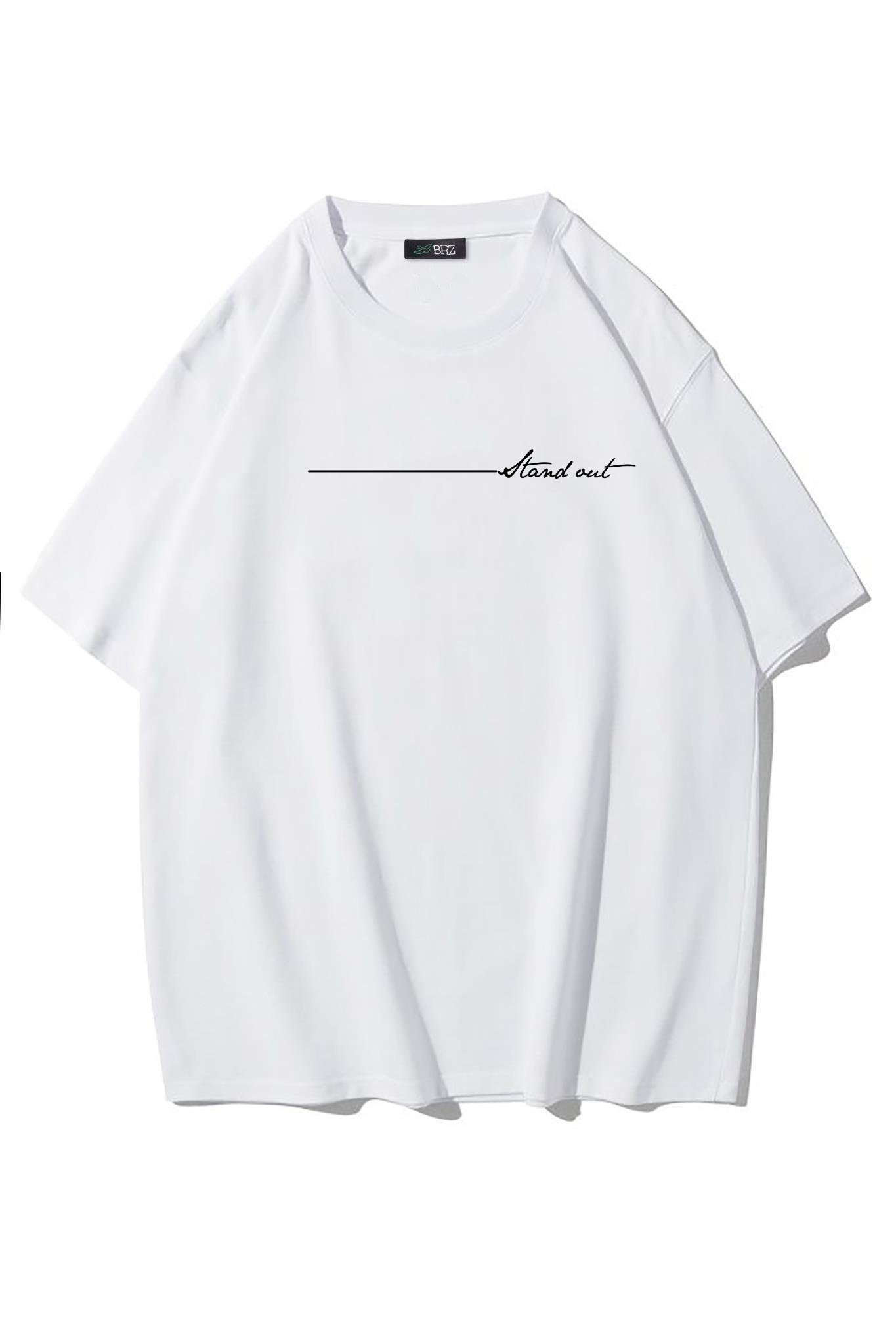 BRZ Collection Unisex Oversize Stand Out T-shirt (BEYAZ)