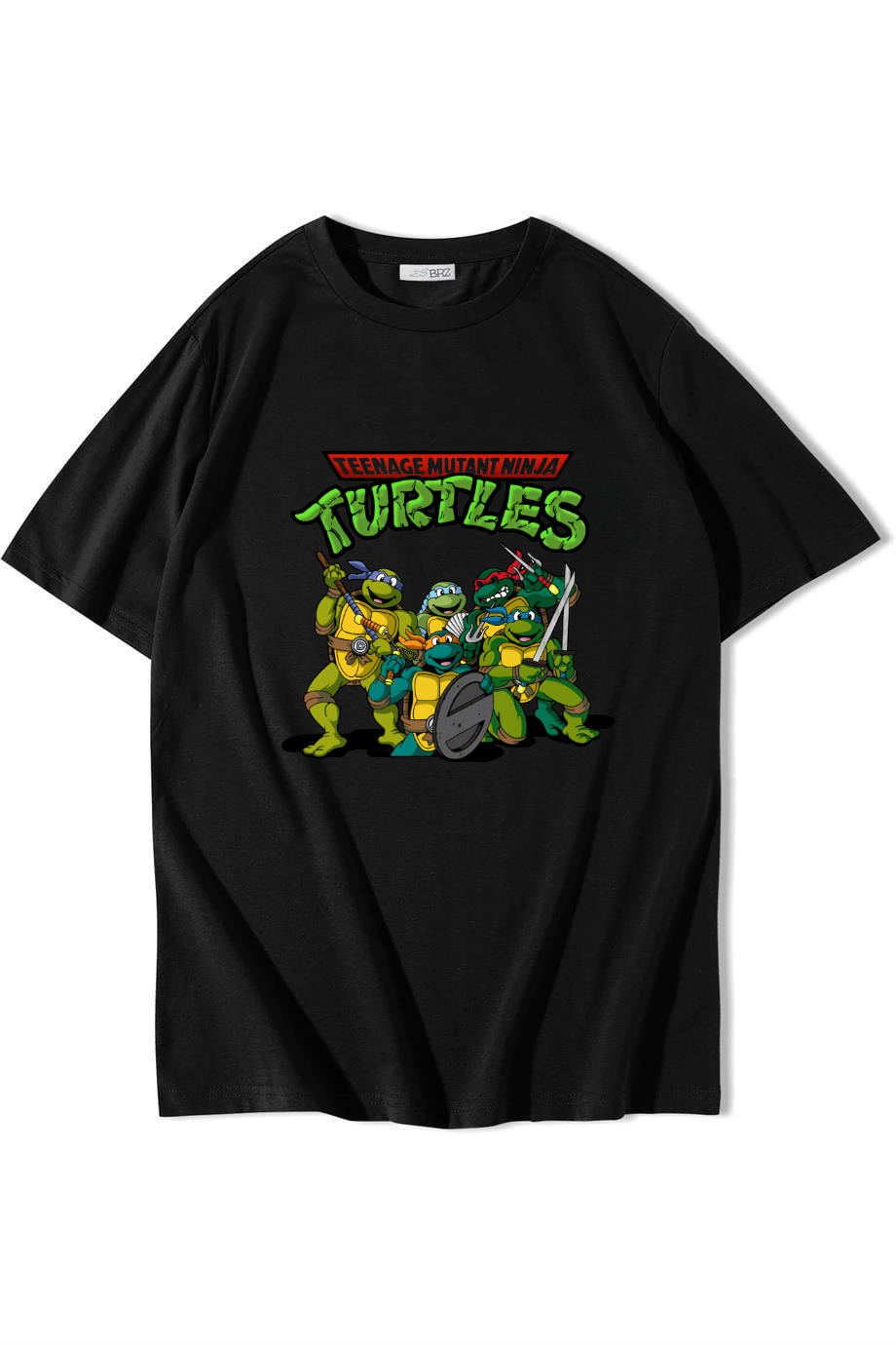 BRZ Collection Unisex Oversize Teenage Mutant Ninja Turtles - Ninja Kaplumbağalar - T-shirt Siyah
