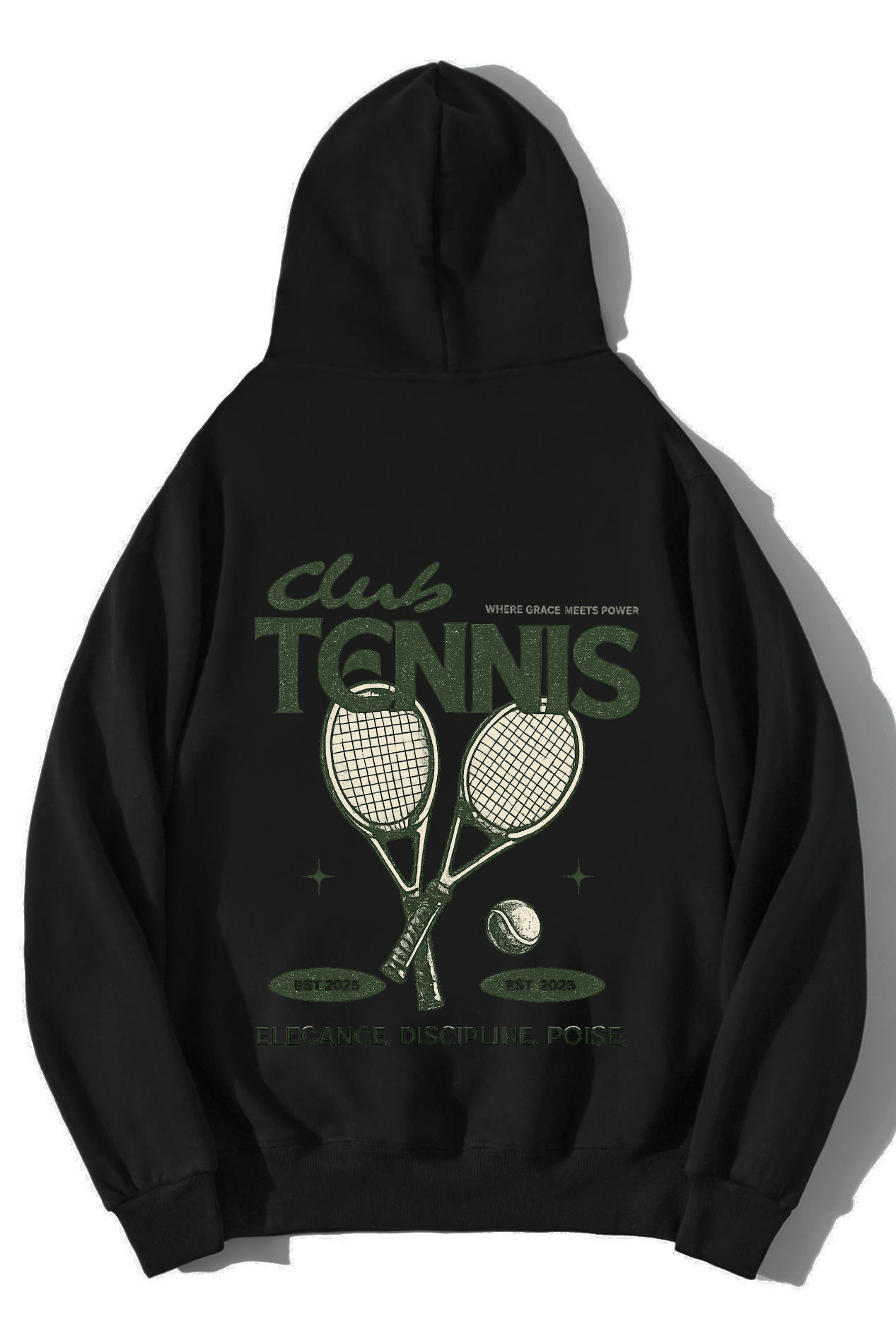 BRZ Collection Unisex Oversize Tennis Club Hoodie Siyah