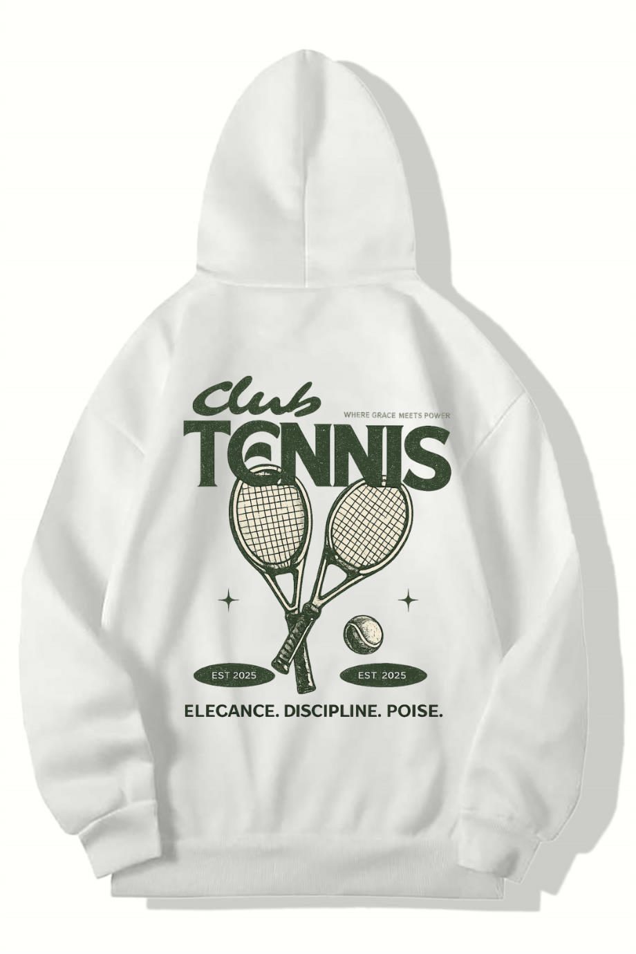 BRZ Collection Unisex Oversize Tennis Club HOODIE (BEYAZ)