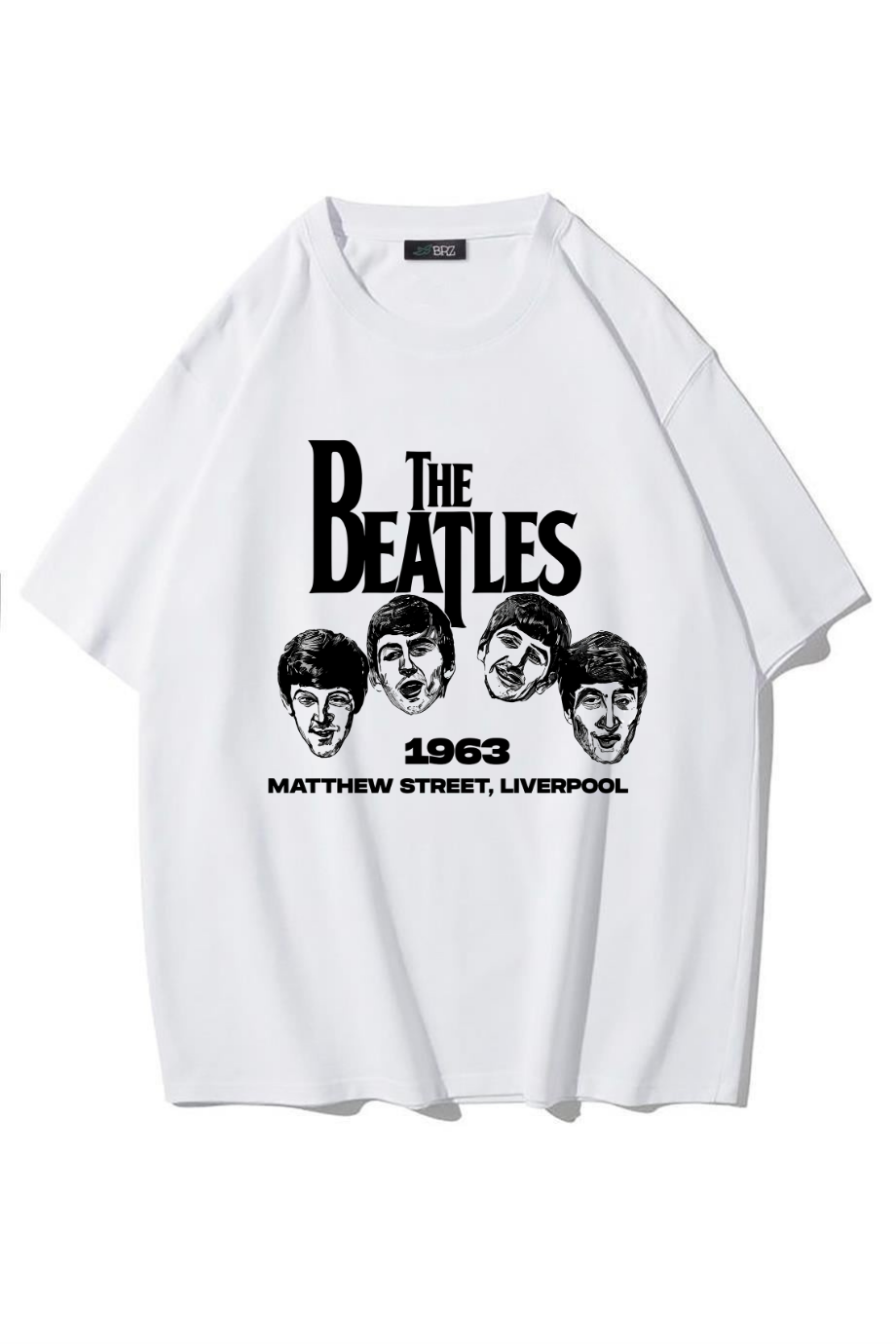 BRZ Collection Unisex Oversize The Beatles T-shirt Beyaz
